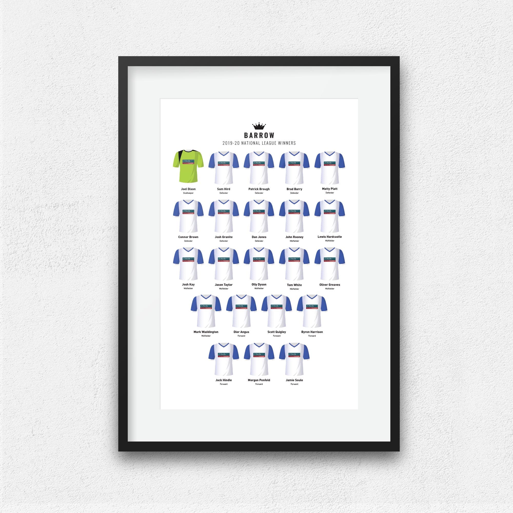 Barrow 2020 National League Winners Football Team Print Good Team On Paper