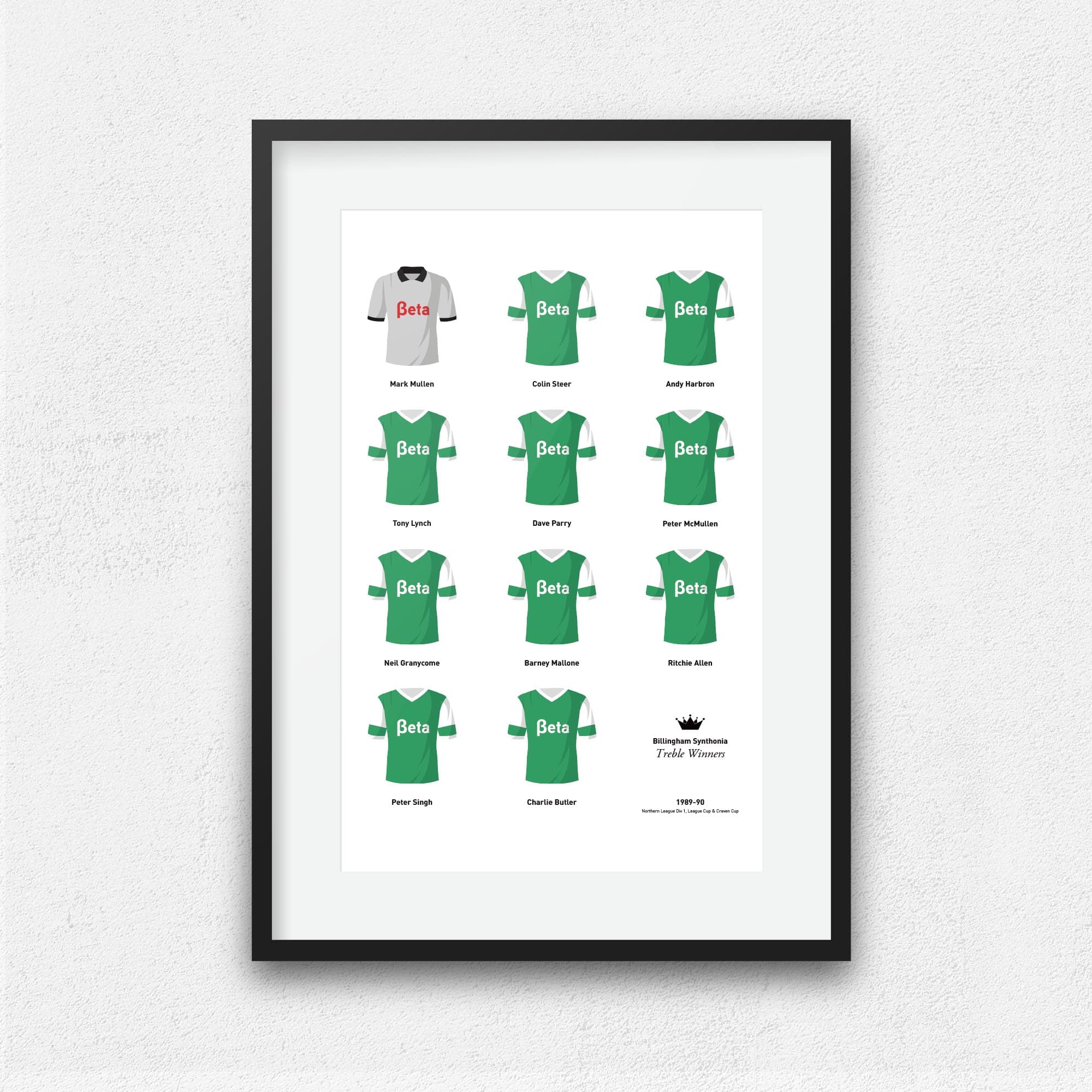 Billingham Synthonia 1989-90 Treble Winners Football Team Print Good Team On Paper