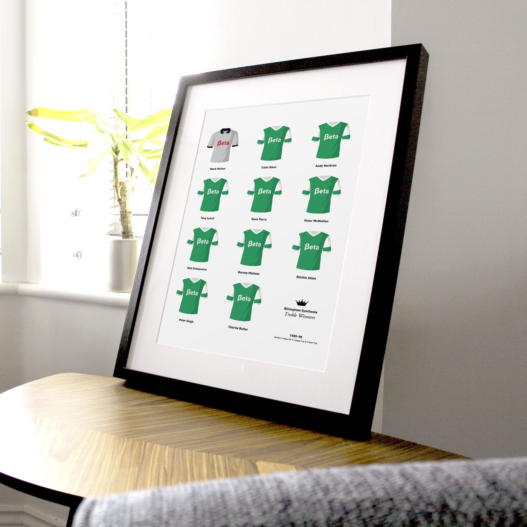 Billingham Synthonia 1989-90 Treble Winners Football Team Print Good Team On Paper