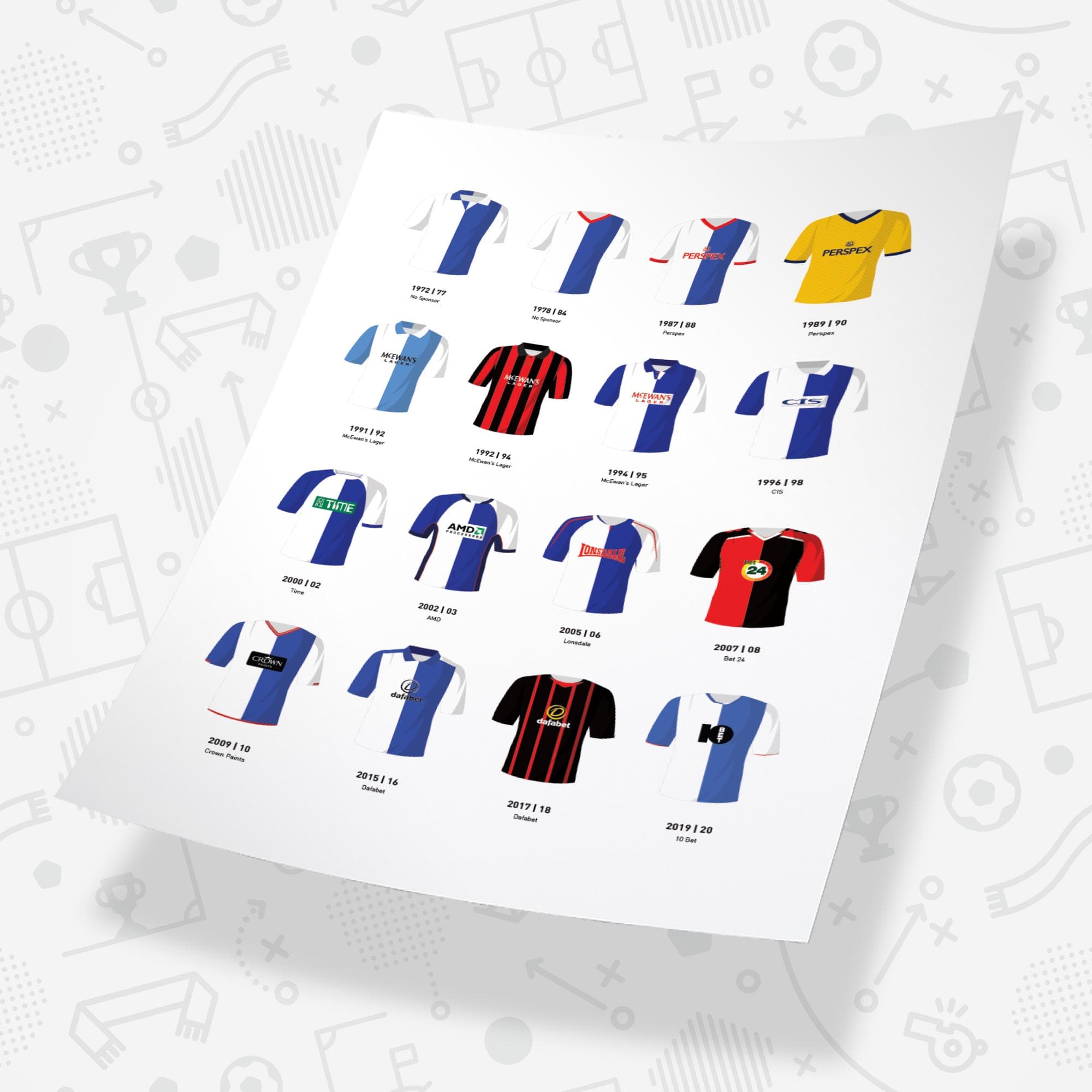 Blackburn Classic Kits Football Team Print Good Team On Paper