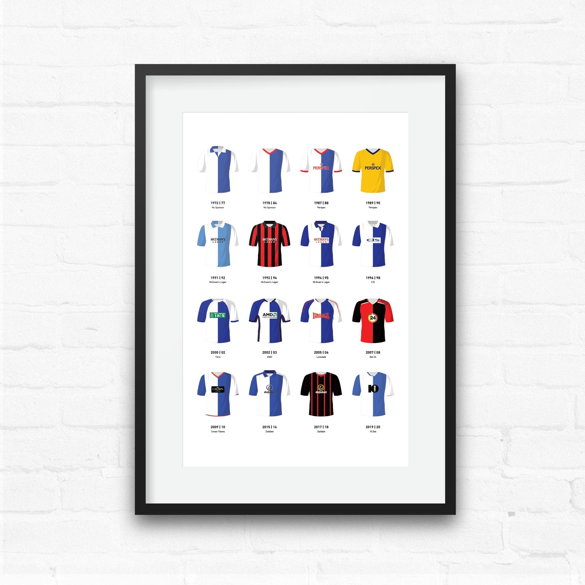 Blackburn Classic Kits Football Team Print Good Team On Paper