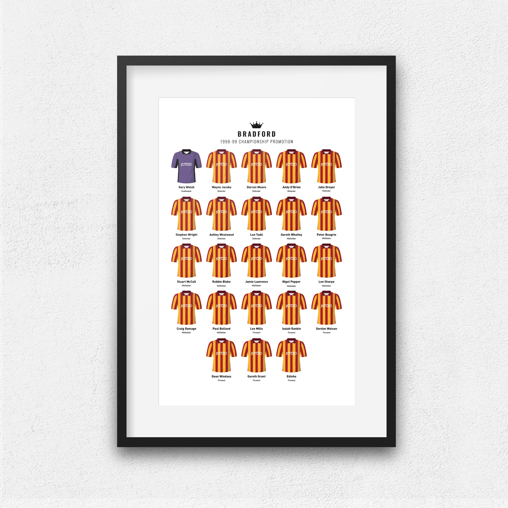 Bradford 1999 Championship Promotion Football Team Print Good Team On Paper