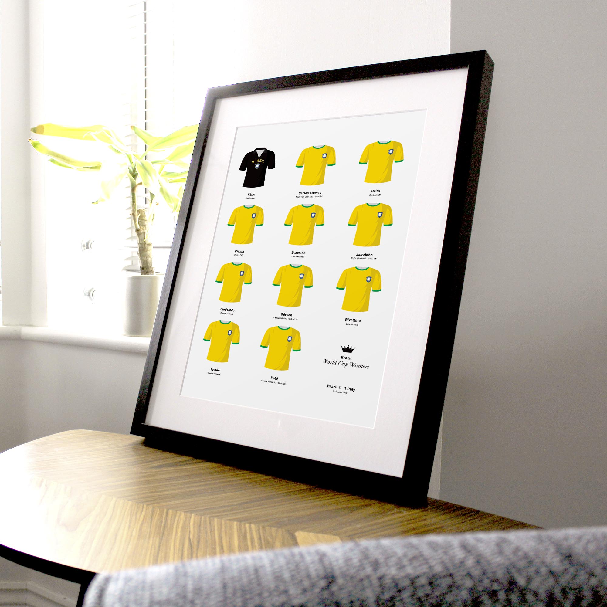 Brazil 1970 World Cup Winners Football Team Print Good Team On Paper