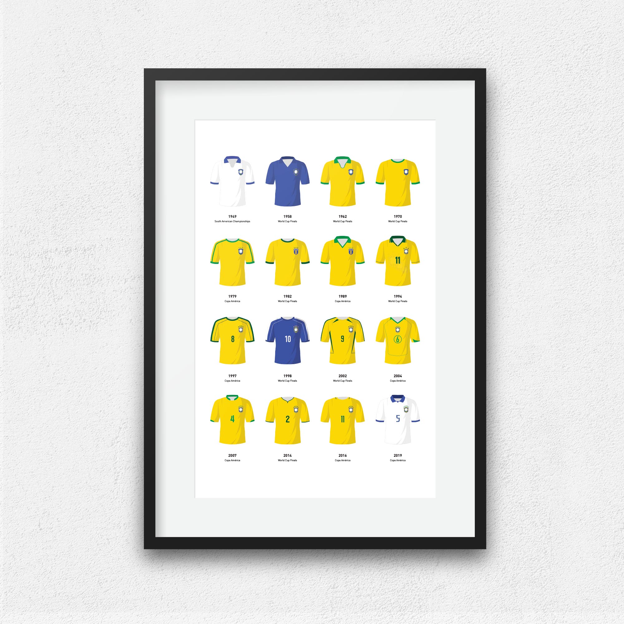 Brazil Classic Kits Football Team Print Good Team On Paper