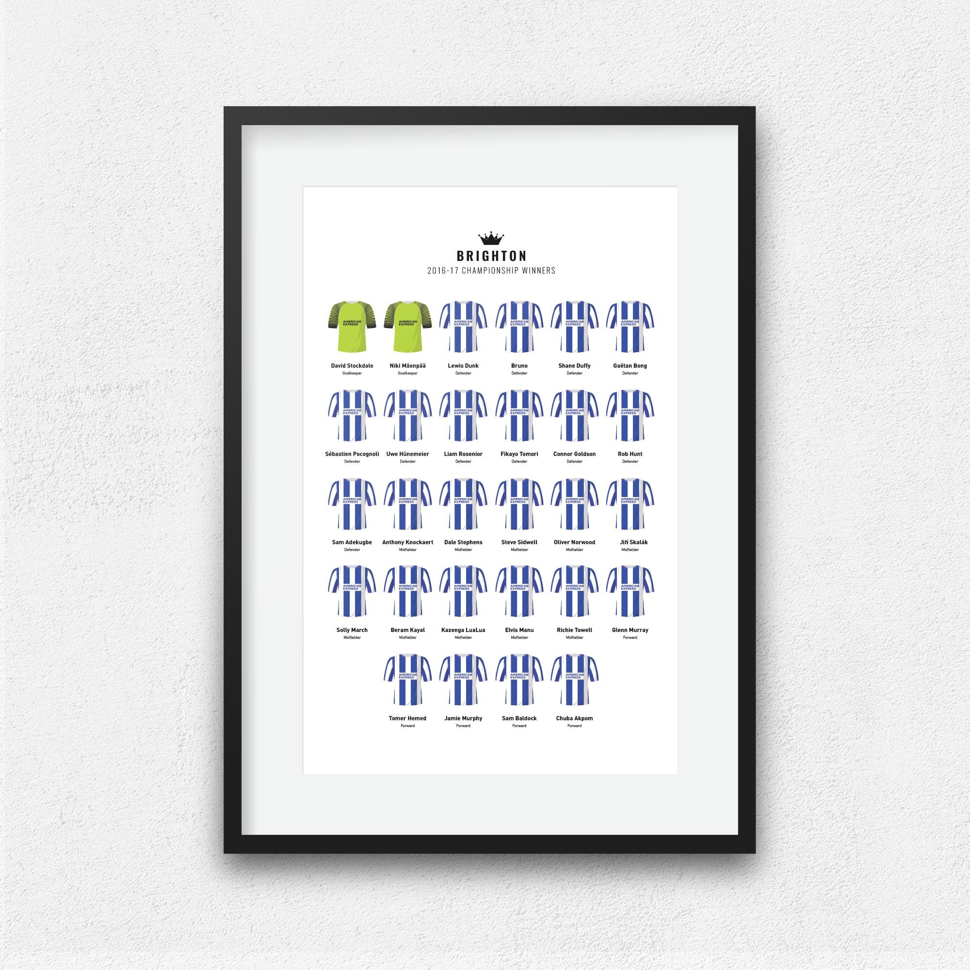 Brighton 2017 Championship Promotion Winners Football Team Print Good Team On Paper