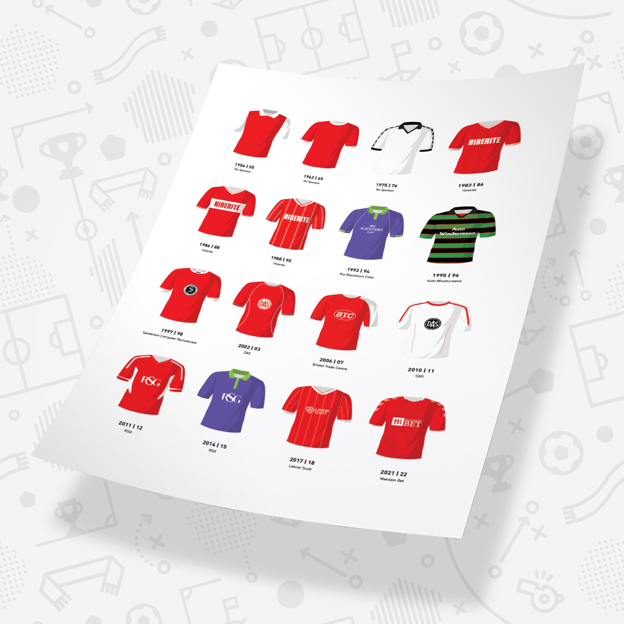 Bristol City Classic Kits Football Team Print Good Team On Paper