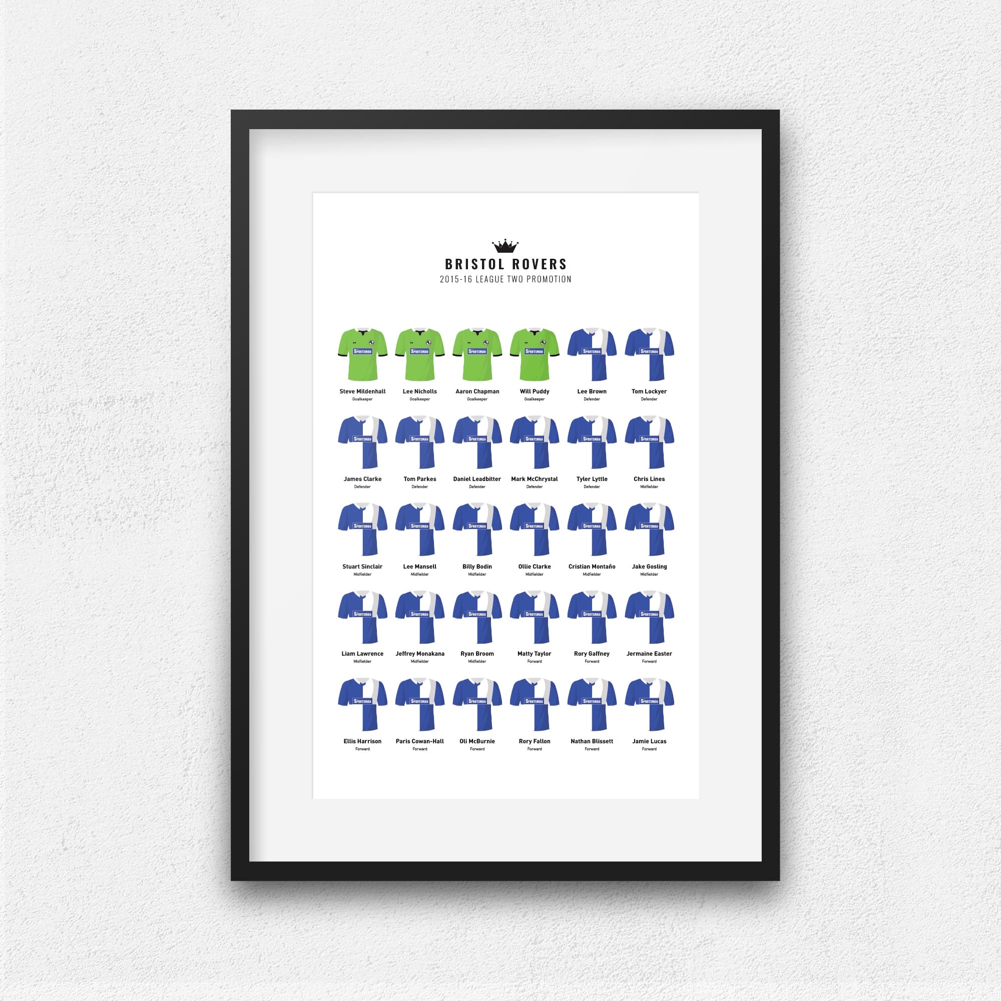 Bristol Rovers 2016 League 2 Promotion Winners Football Team Print Good Team On Paper