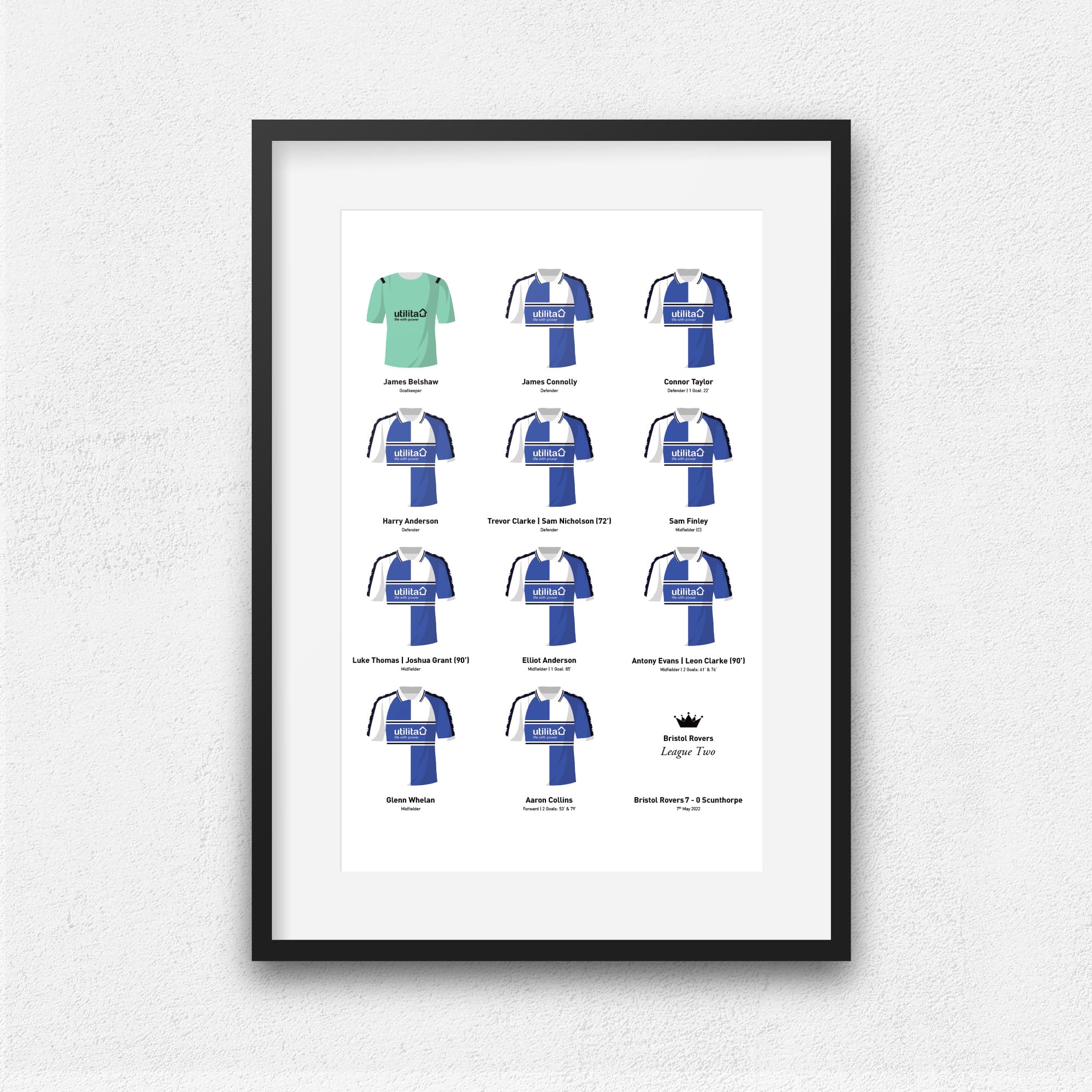 Bristol Rovers 2022 League 2 Promotion Winners Football Team Print Good Team On Paper