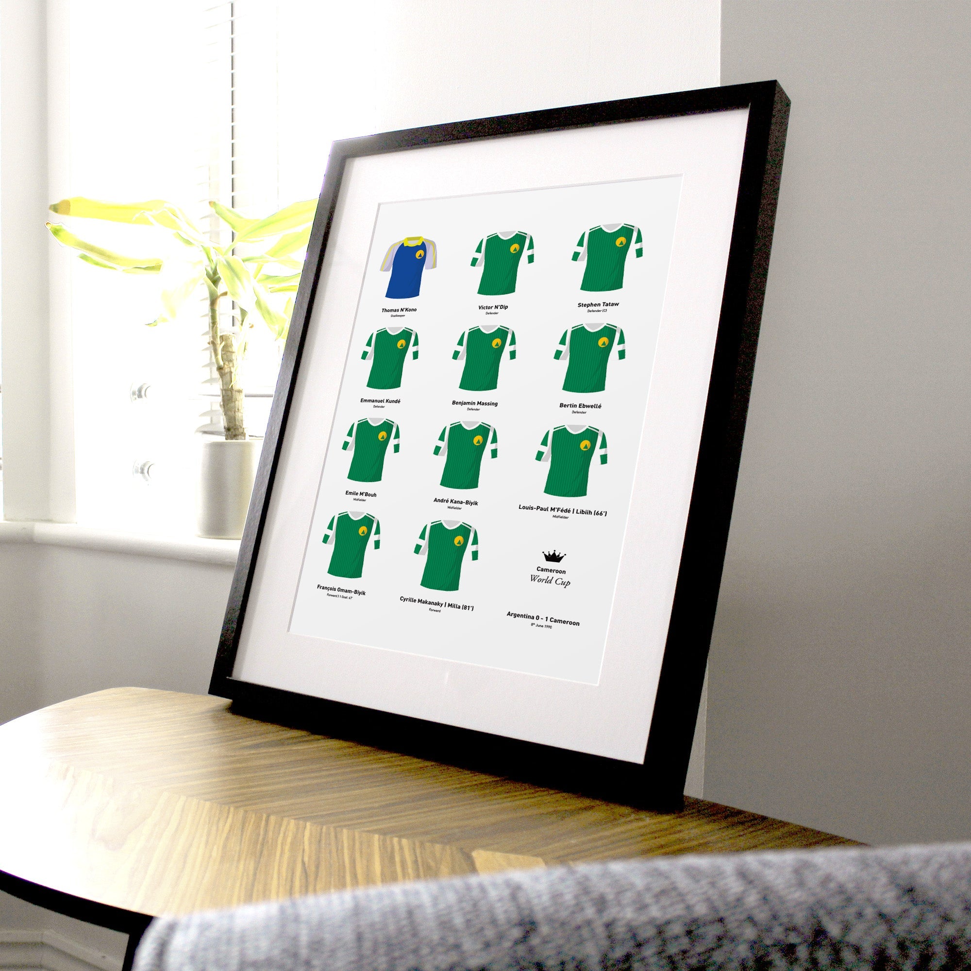 Cameroon vs Argentina 1990 World Cup Football Team Print Good Team On Paper