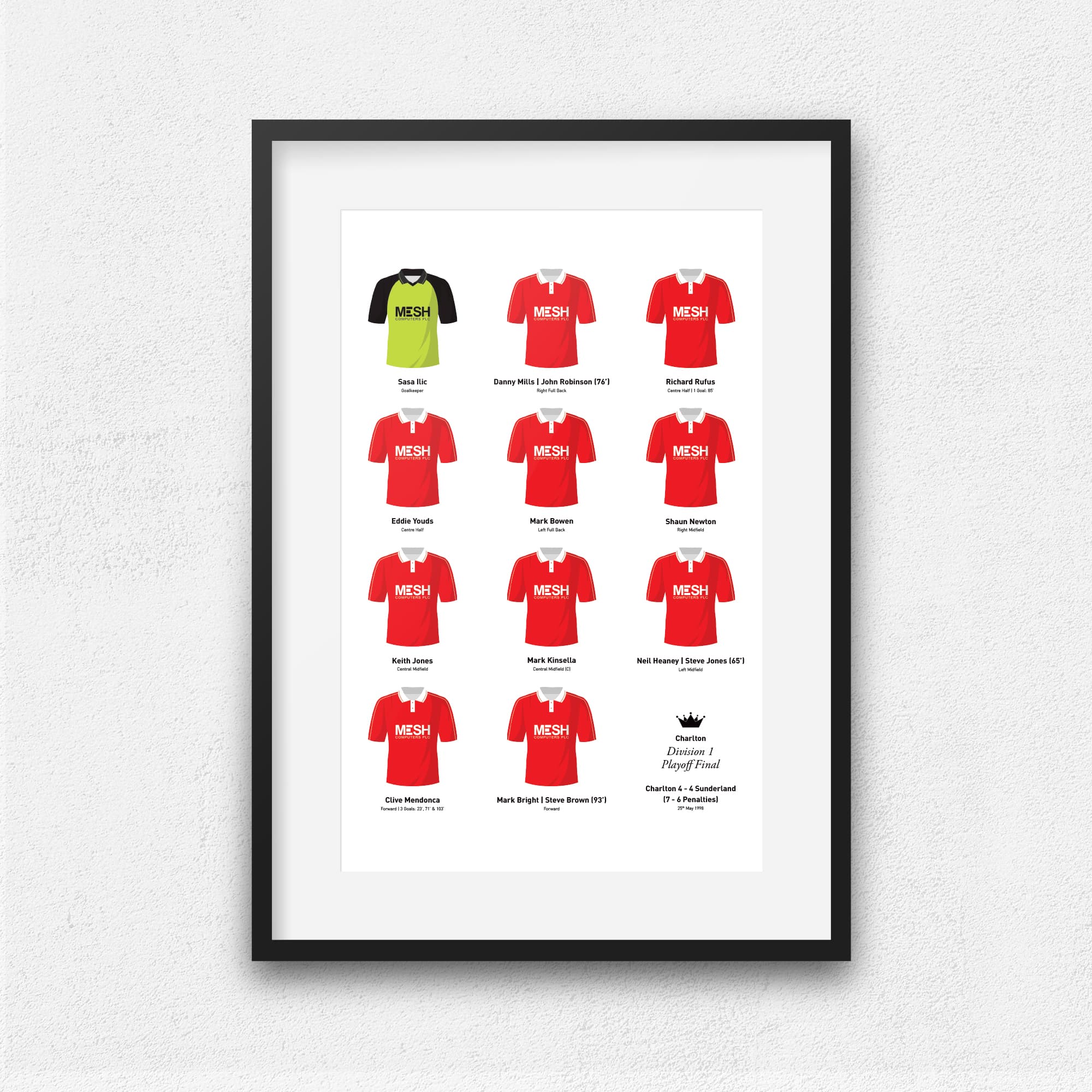 Charlton 1998 Division 1 Playoff Final Winners Football Team Print Good Team On Paper