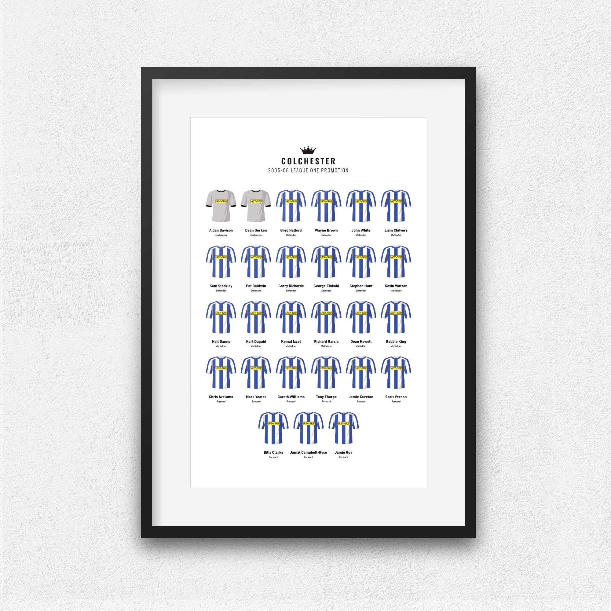Colchester 2006 League 1 Promotion Football Team Print Good Team On Paper