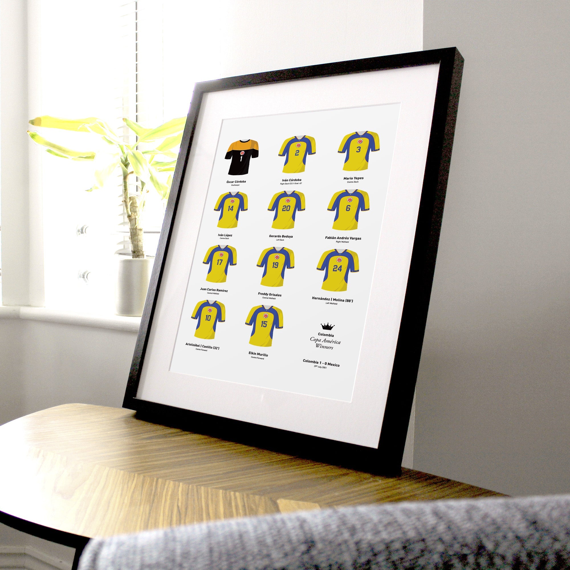 Colombia 2001 Copa America Winners Football Team Print Good Team On Paper