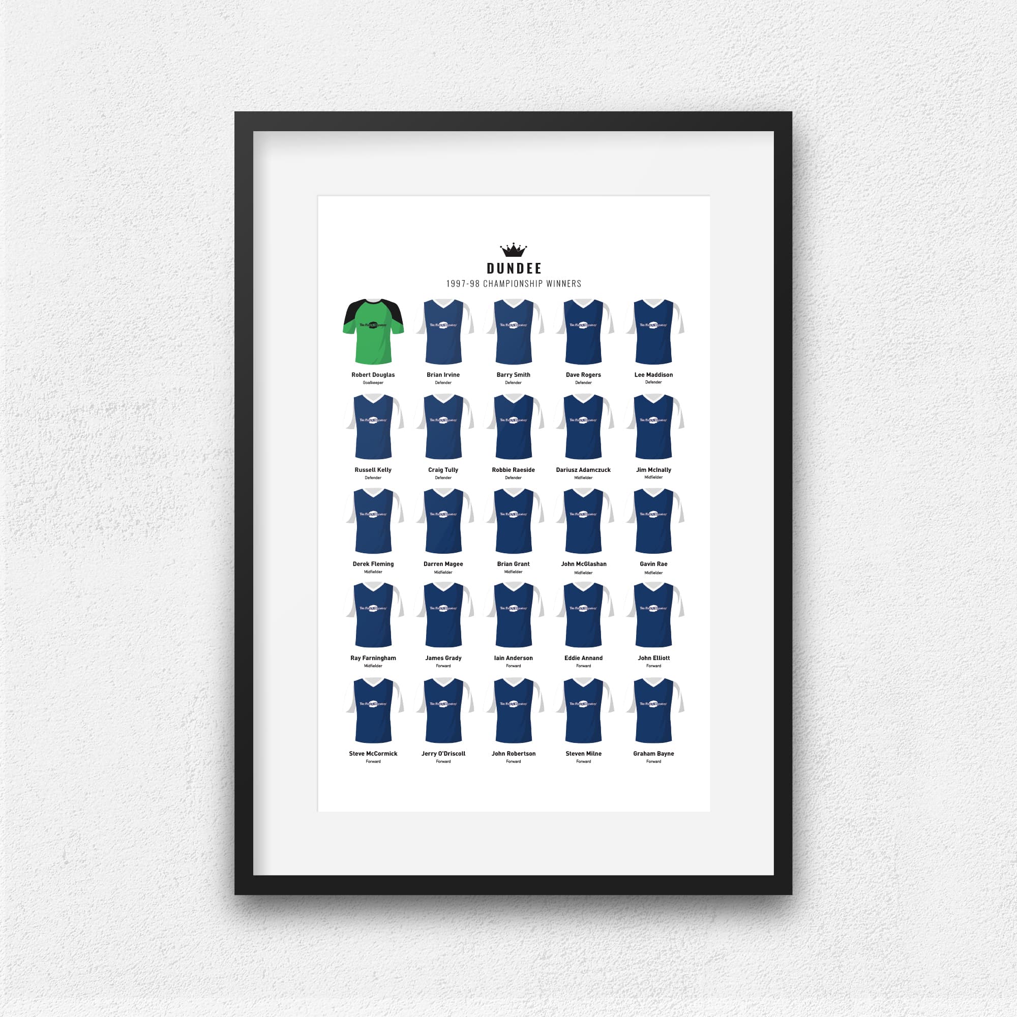 Dundee 1998 Championship Winners Football Team Print Good Team On Paper