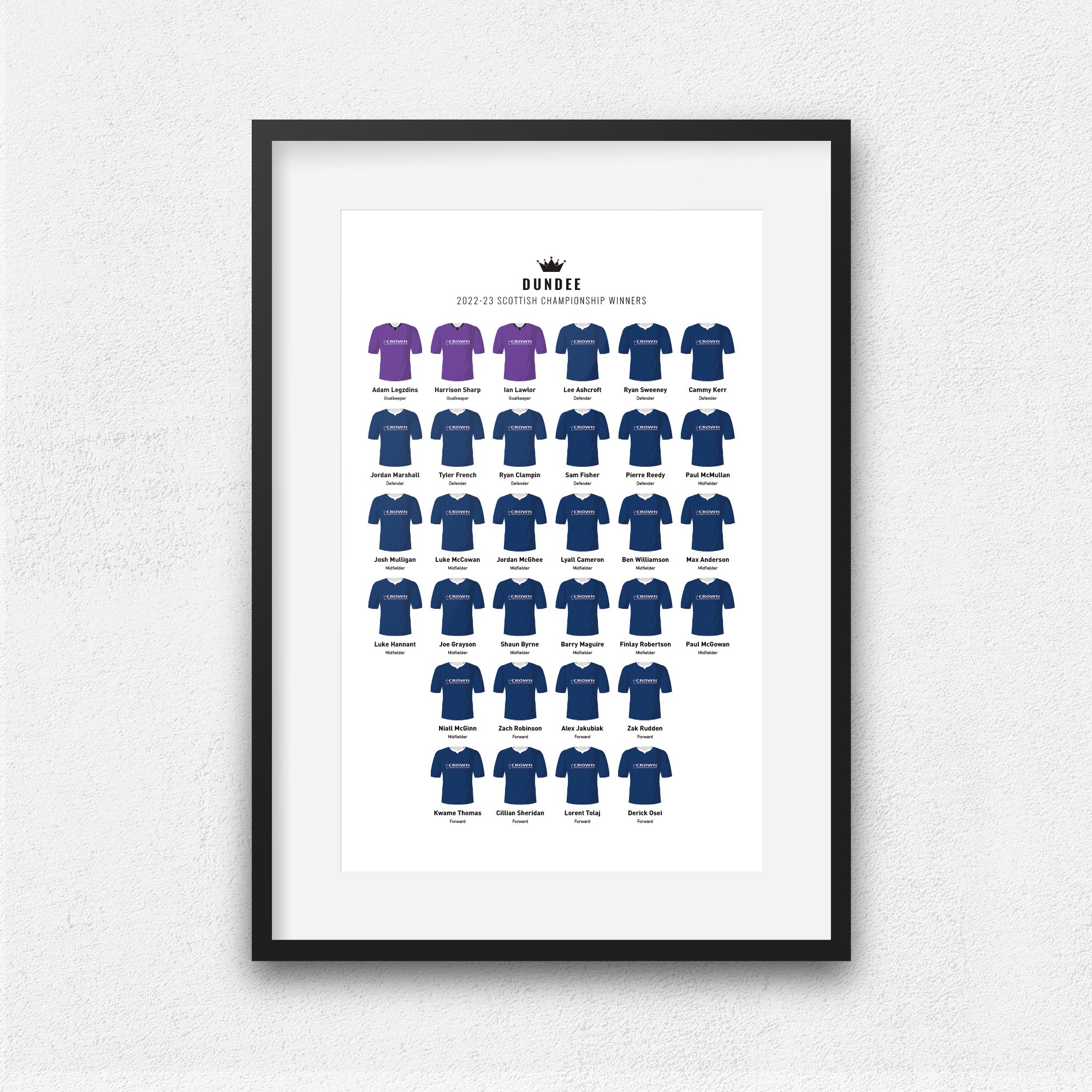 Dundee 2023 Championship Winners Football Team Print Good Team On Paper