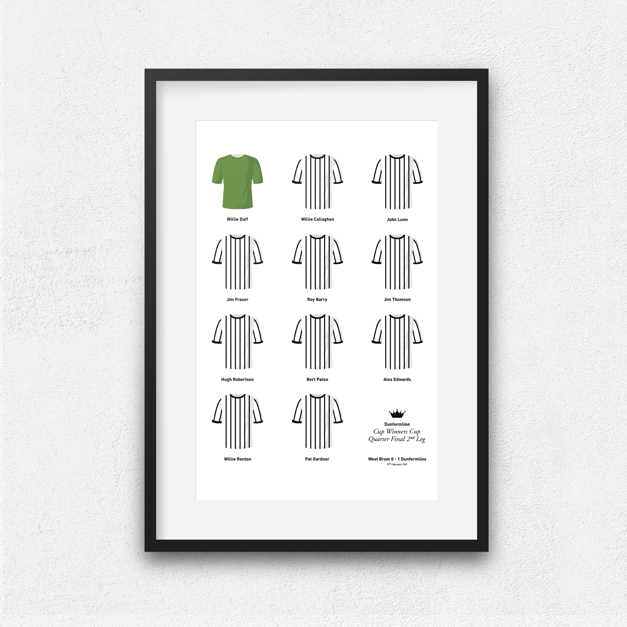 Dunfermline 1969 Cup Winners Cup Quarter Final Football Team Print Good Team On Paper