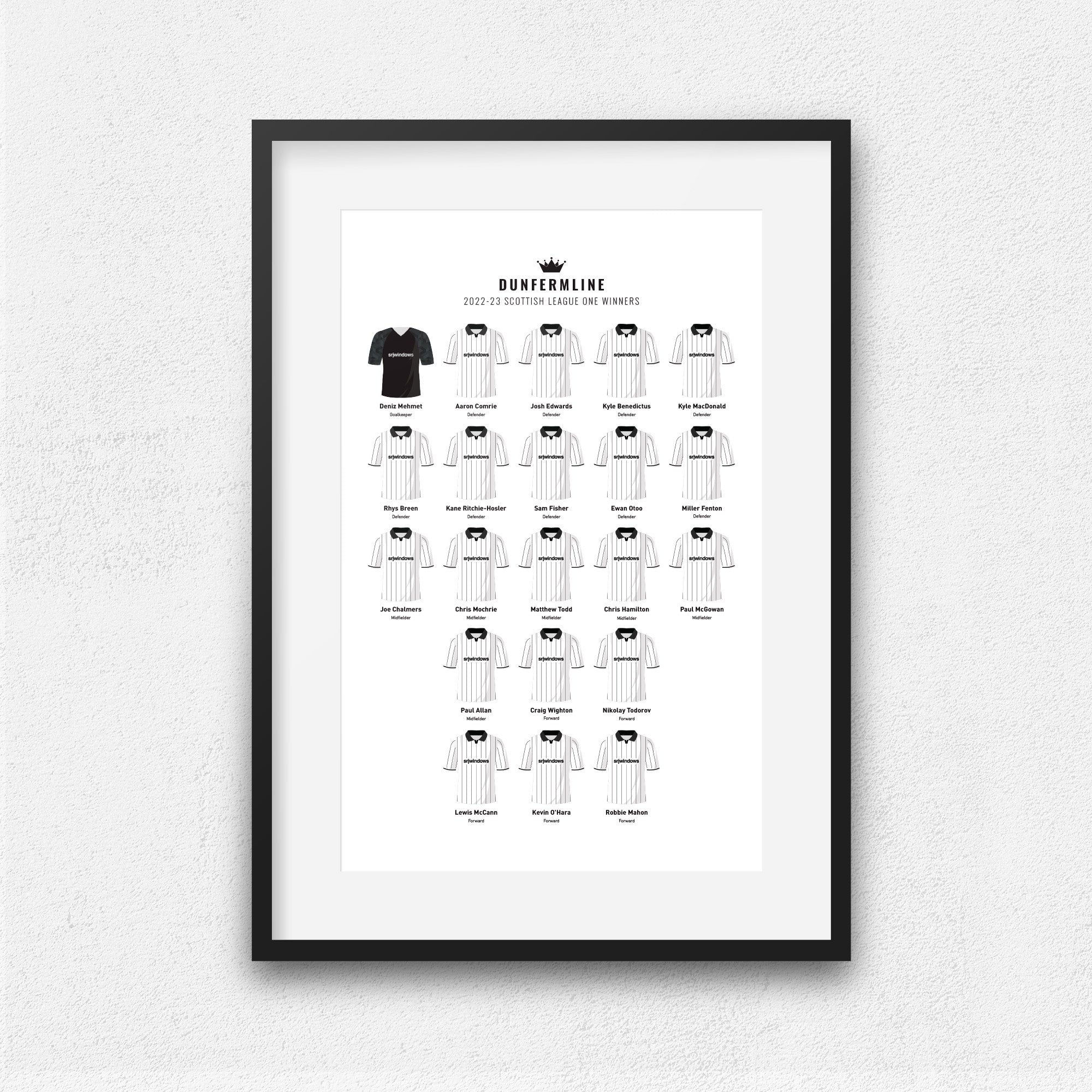 Dunfermline 2023 League 1 Winners Football Team Print Good Team On Paper