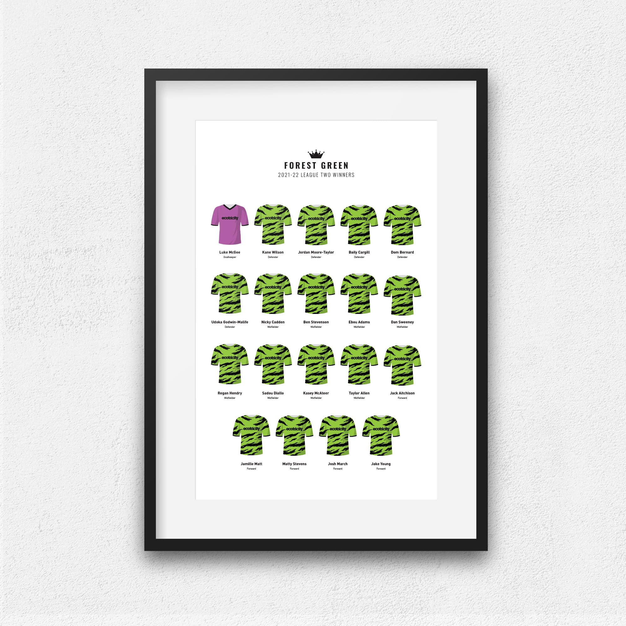 Forest Green 2022 League 2 Winners Football Team Print Good Team On Paper