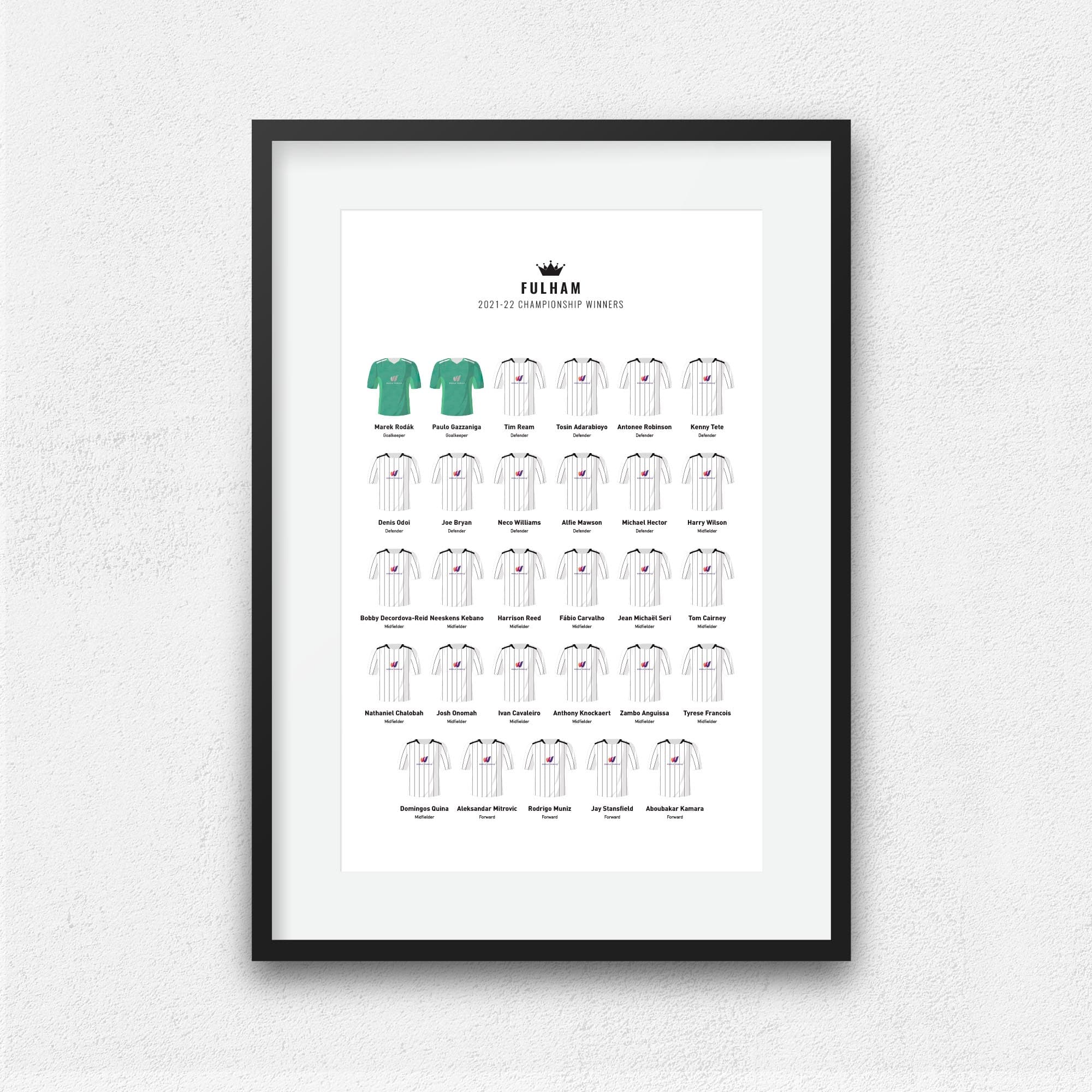 Fulham 2022 Championship Winners Football Team Print Good Team On Paper