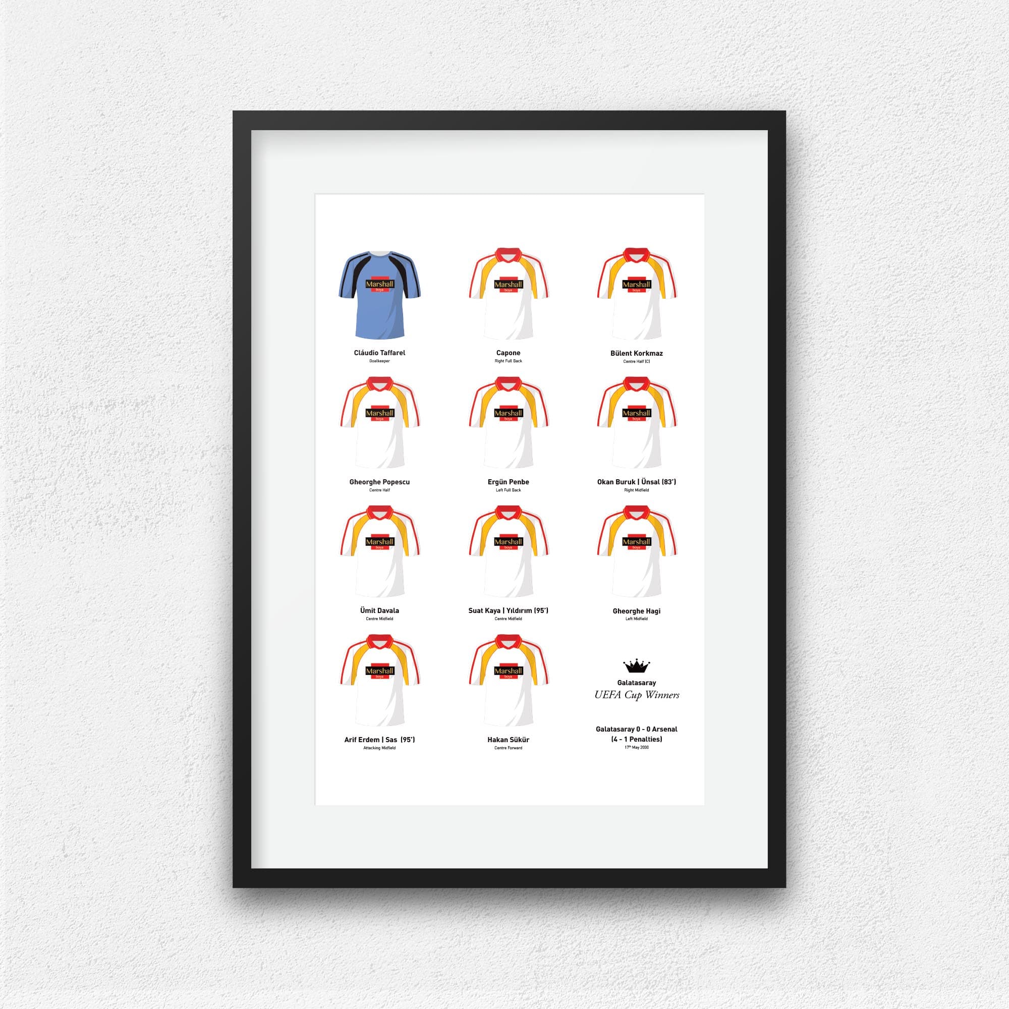 Galatasaray 2000 European Football Team Print Good Team On Paper