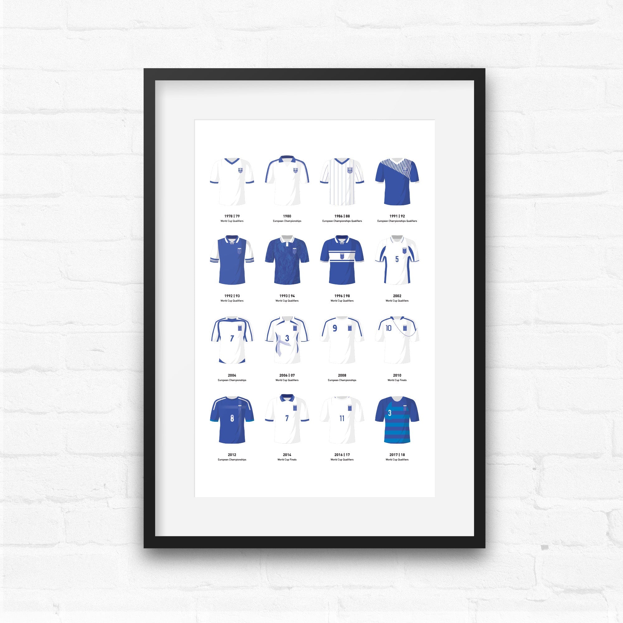 Greece Classic Kits Football Team Print Good Team On Paper