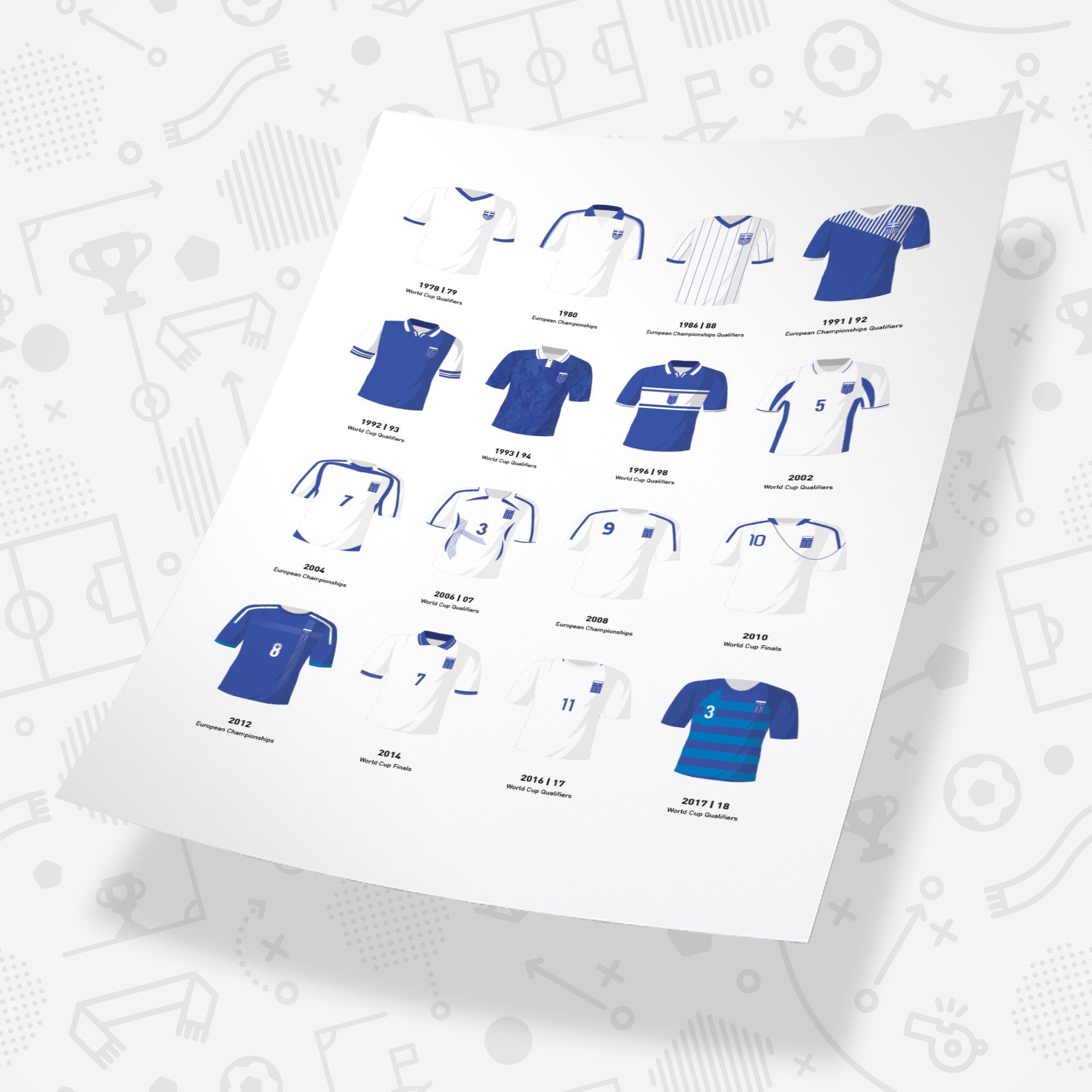 Greece Classic Kits Football Team Print Good Team On Paper