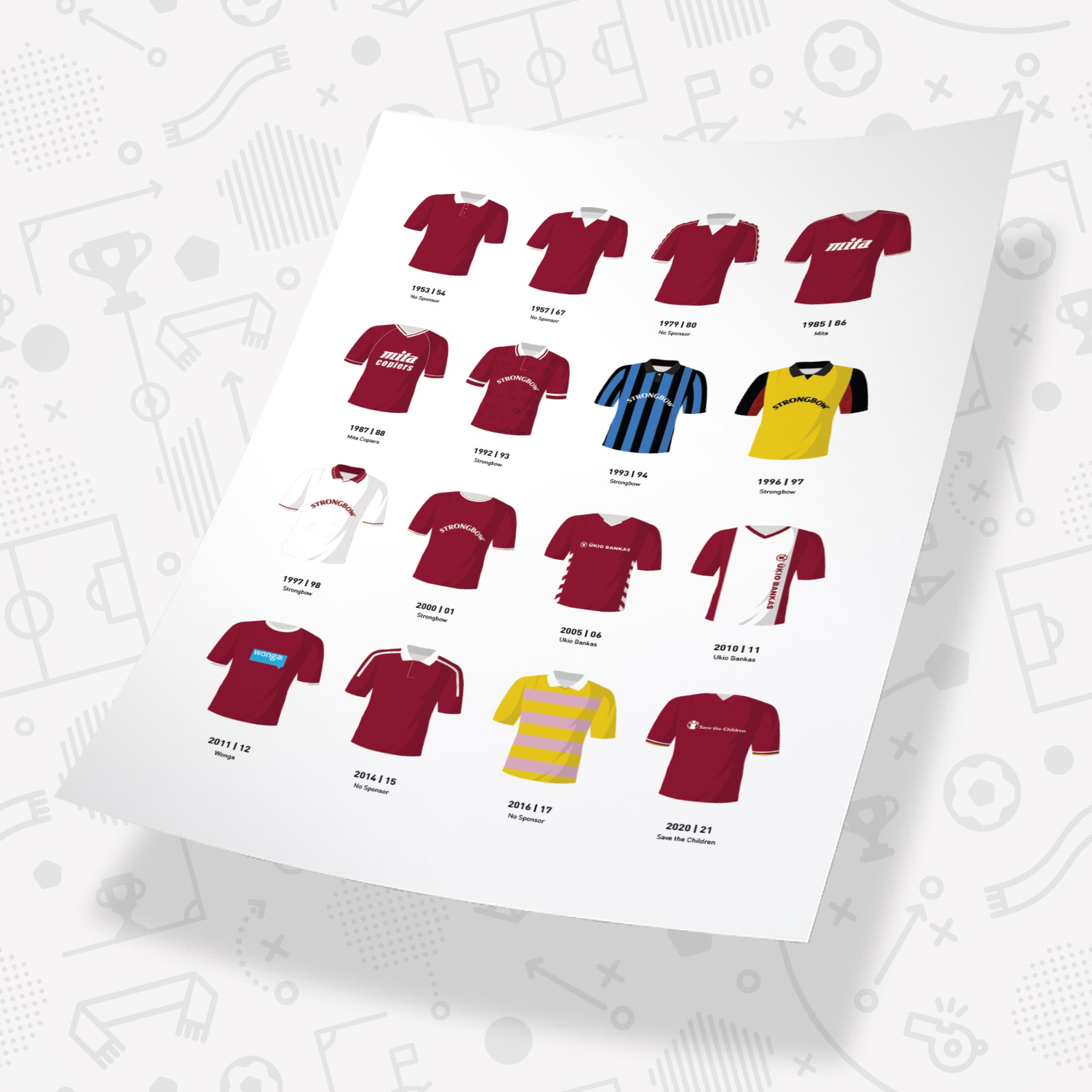 Hearts Classic Kits Football Team Print Good Team On Paper