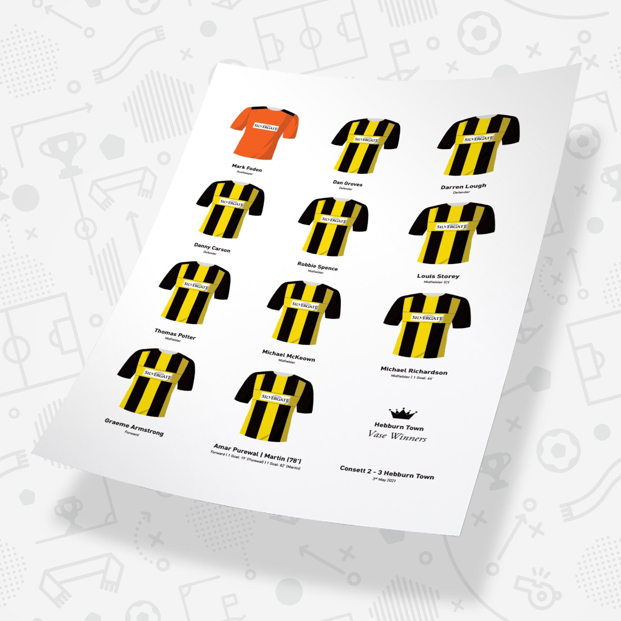 Hebburn Town 2020 Vase Winners Football Team Print Good Team On Paper