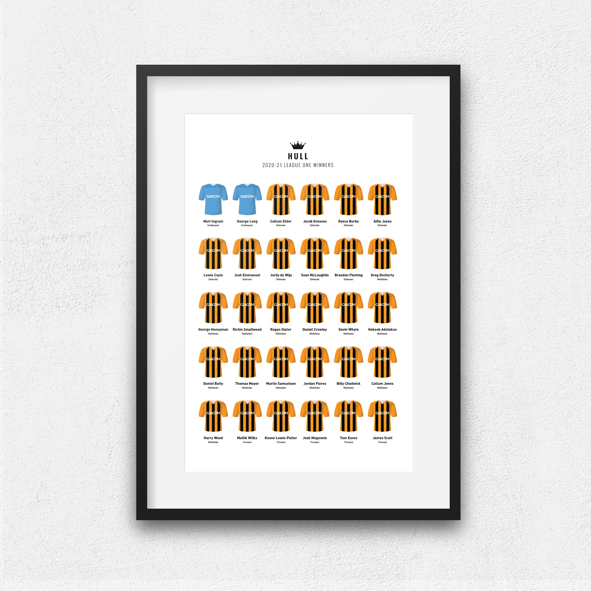 Hull 2021 League One Winners Football Team Print Good Team On Paper