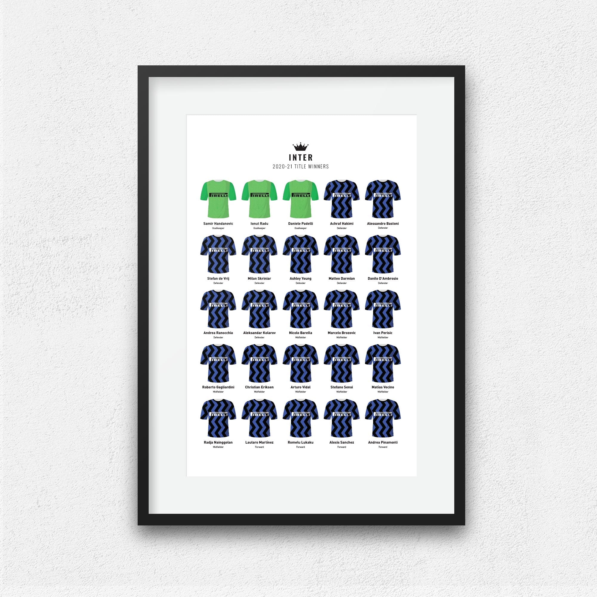 Inter 2021 Title Winners Football Team Print Good Team On Paper