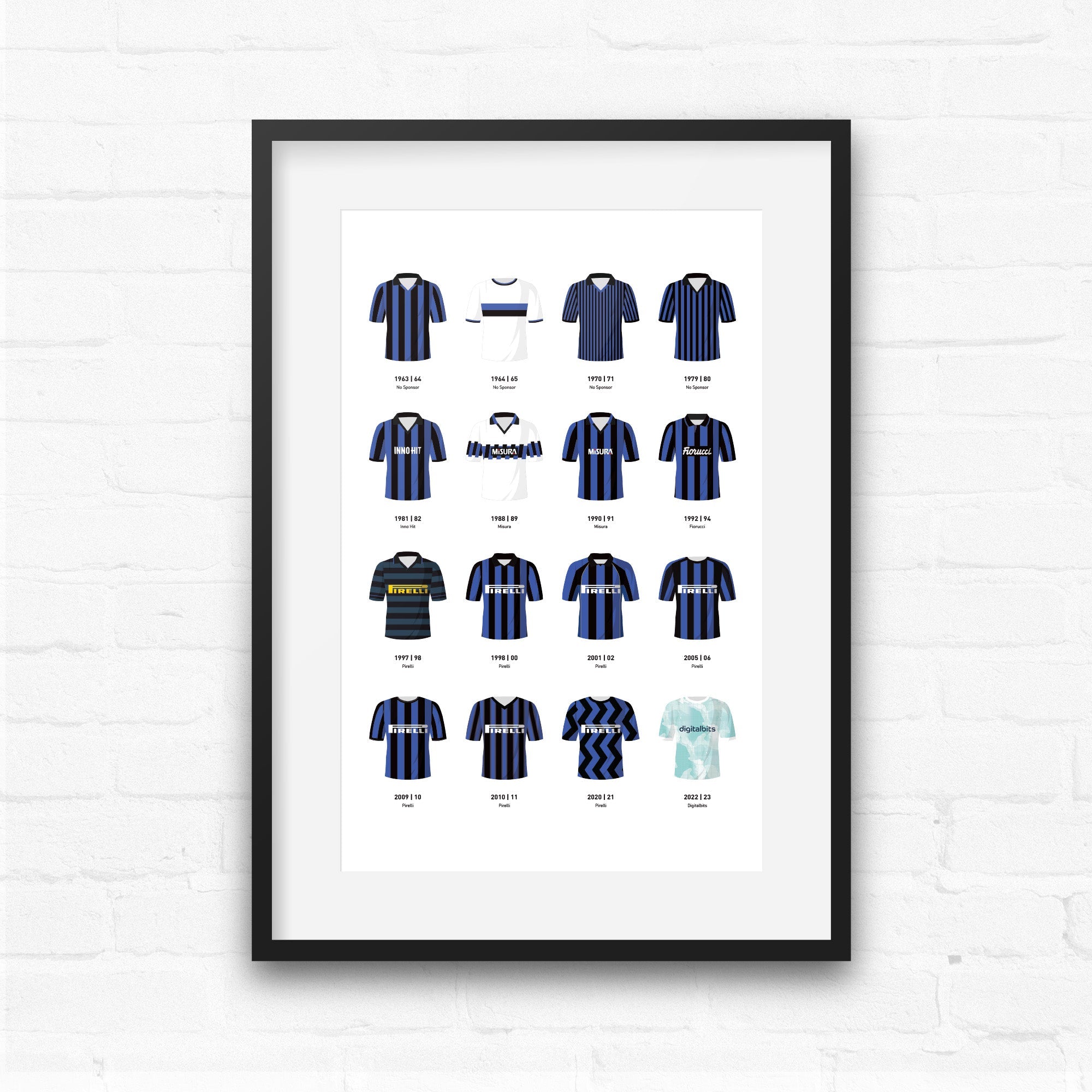 Inter Classic Kits Football Team Print Good Team On Paper