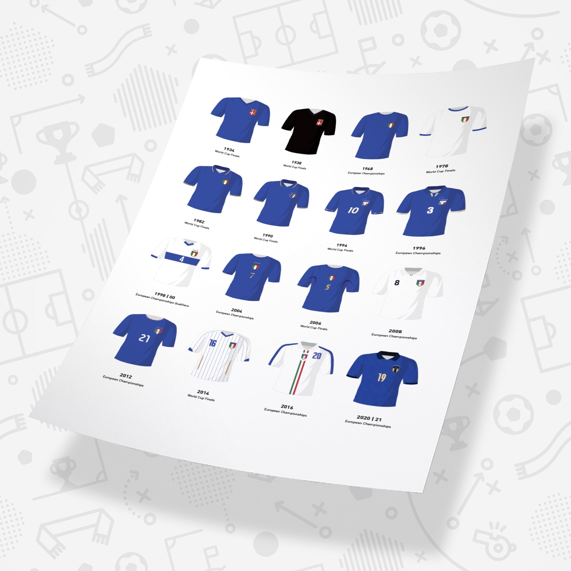 Italy Classic Kits Football Team Print Good Team On Paper