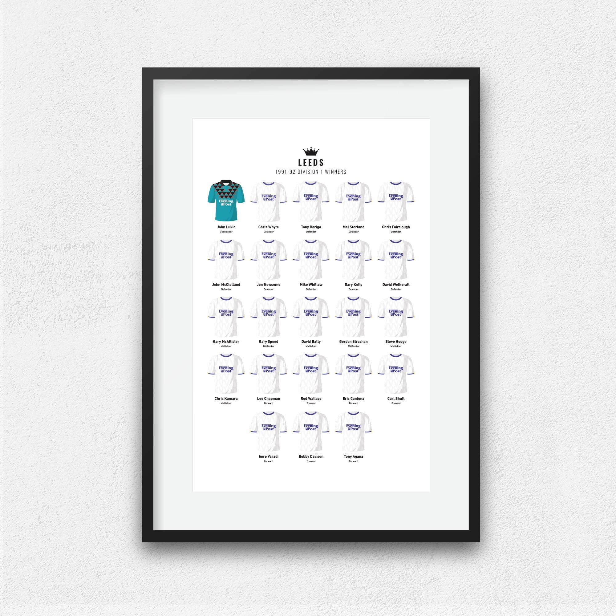 Leeds 1992 Division 1 Winners Football Team Print Good Team On Paper