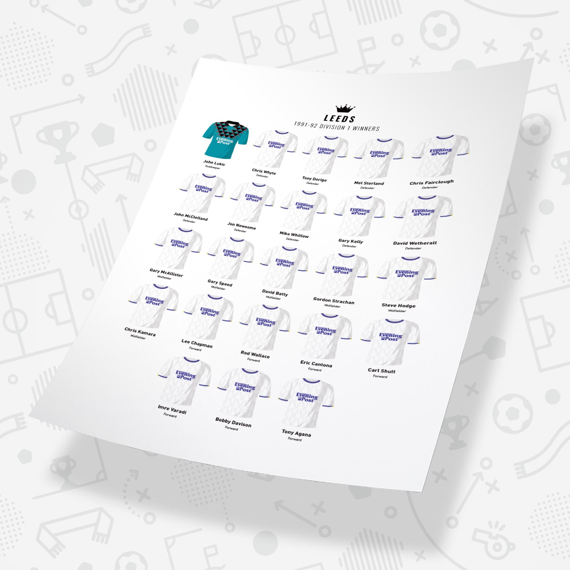 Leeds 1992 Division 1 Winners Football Team Print Good Team On Paper