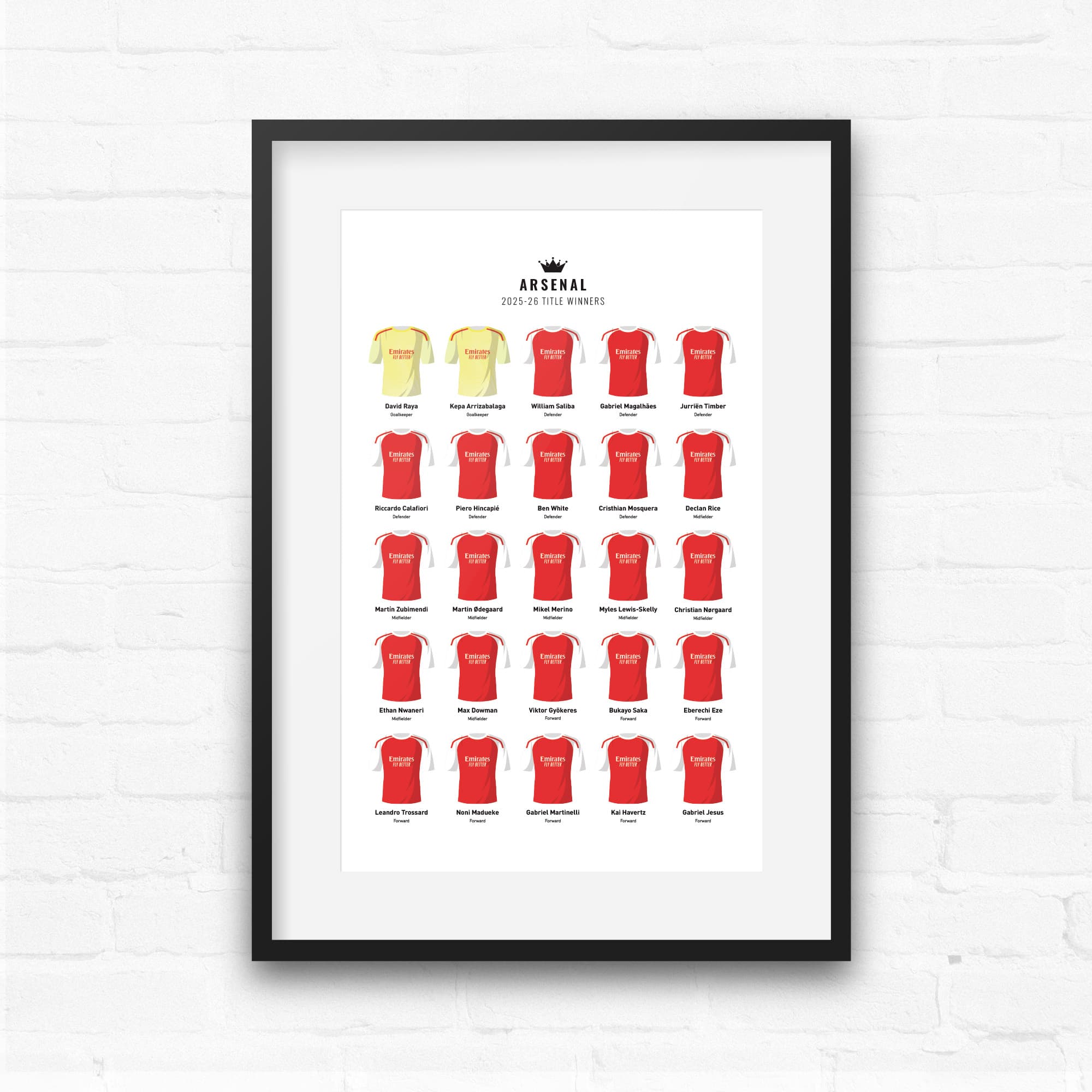 Arsenal 2026 Title Winners Football Team Print