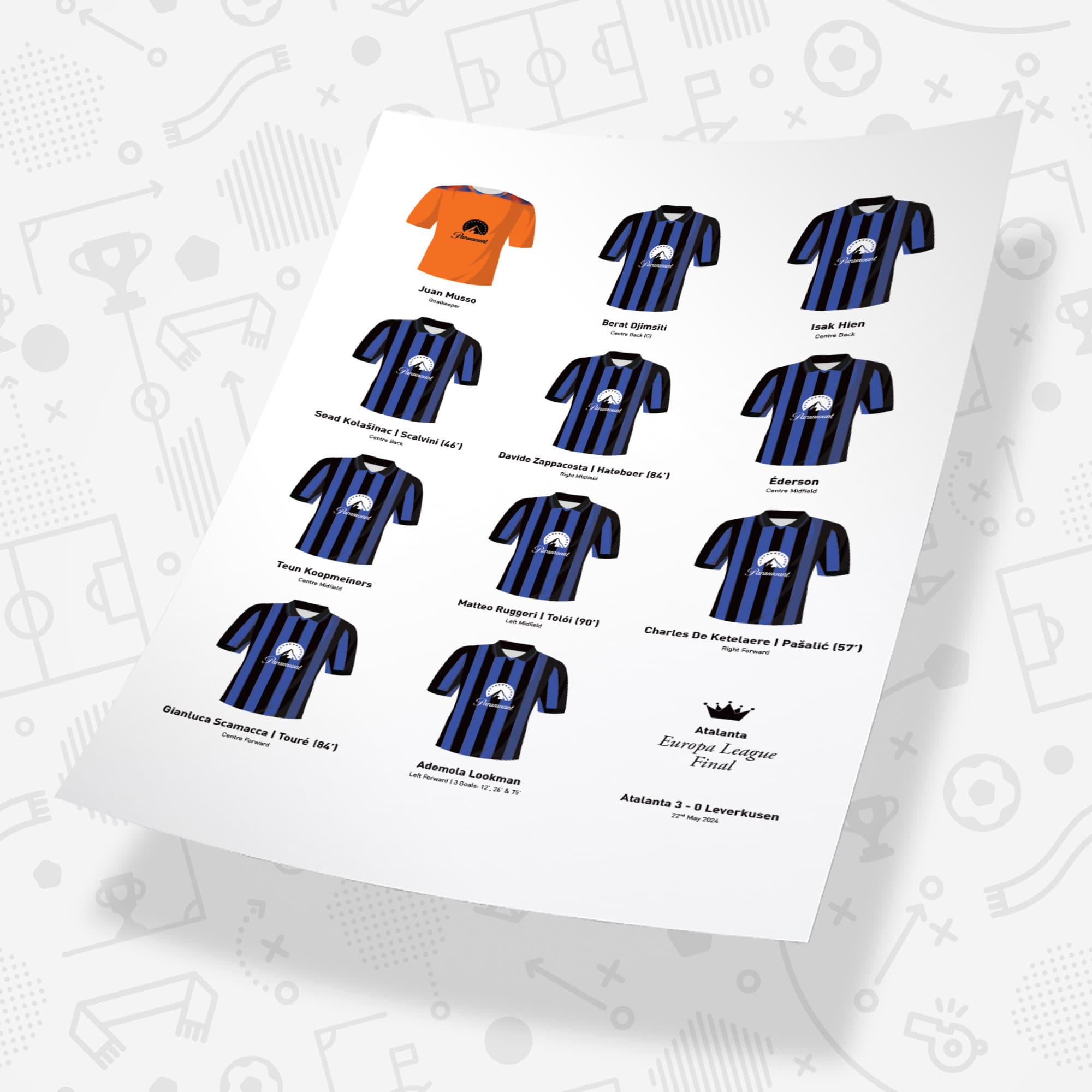 Atalanta 2024 Europa League Winners Football Team Print