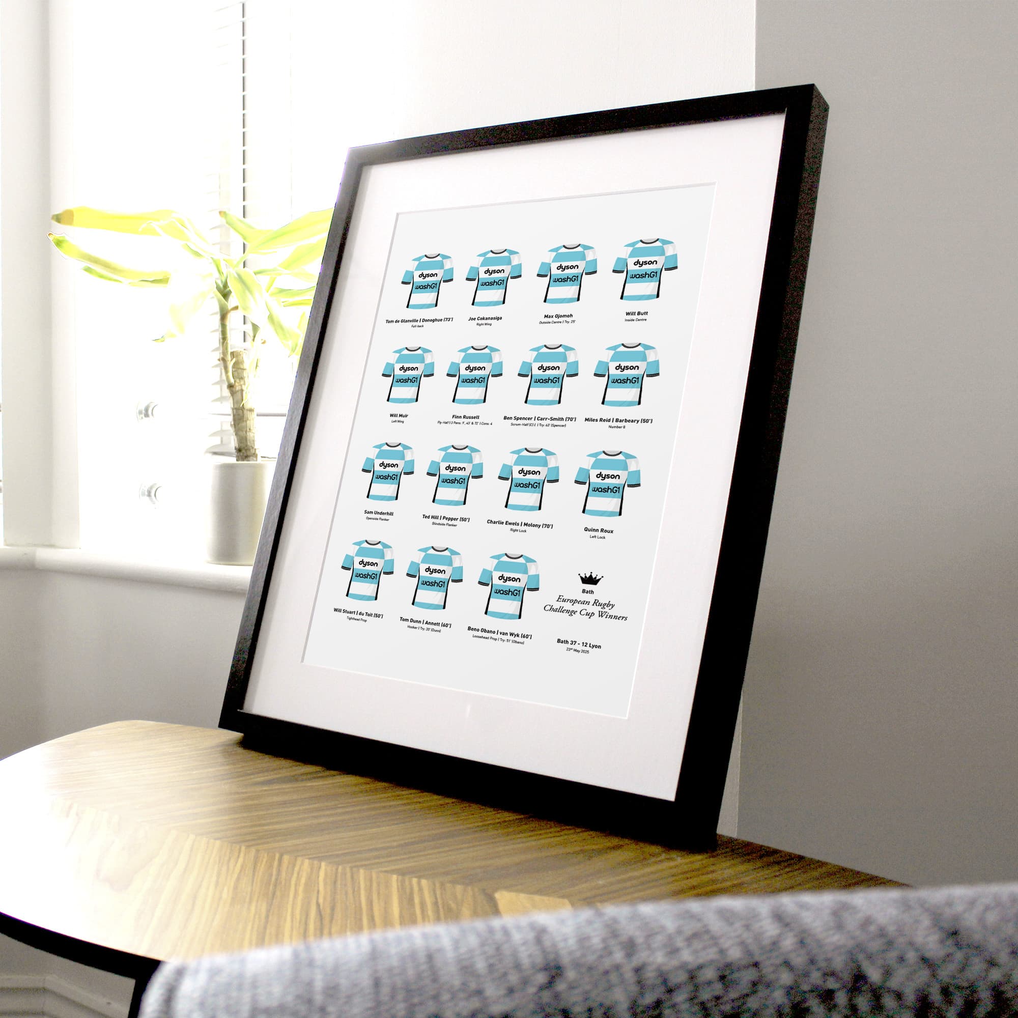 Bath Rugby Union 2025 European Challenge Cup Winners Team Print