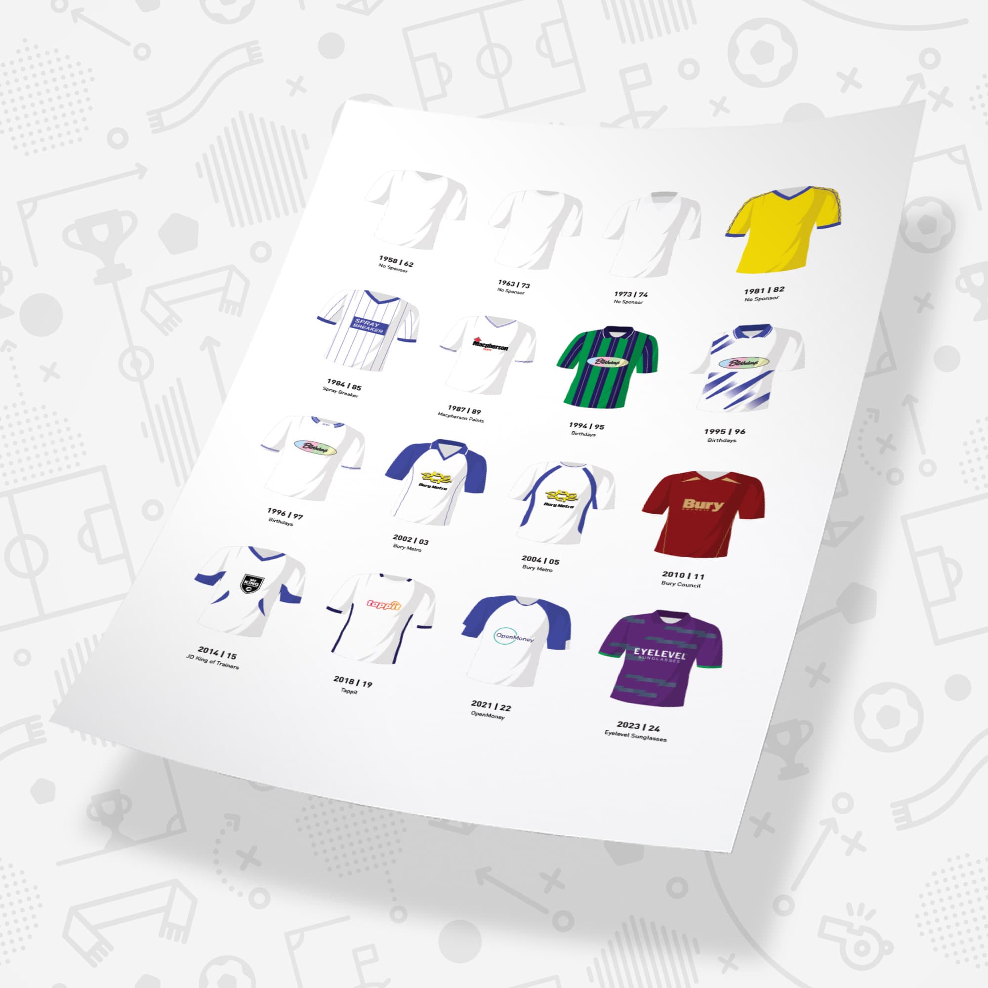 Bury Classic Kits Football Team Print