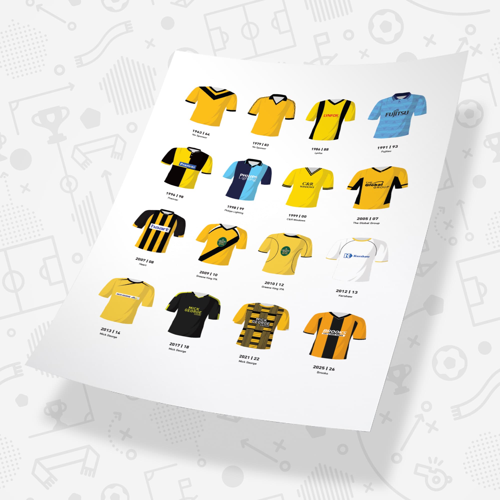 Cambridge Classic Kits Football Team Print