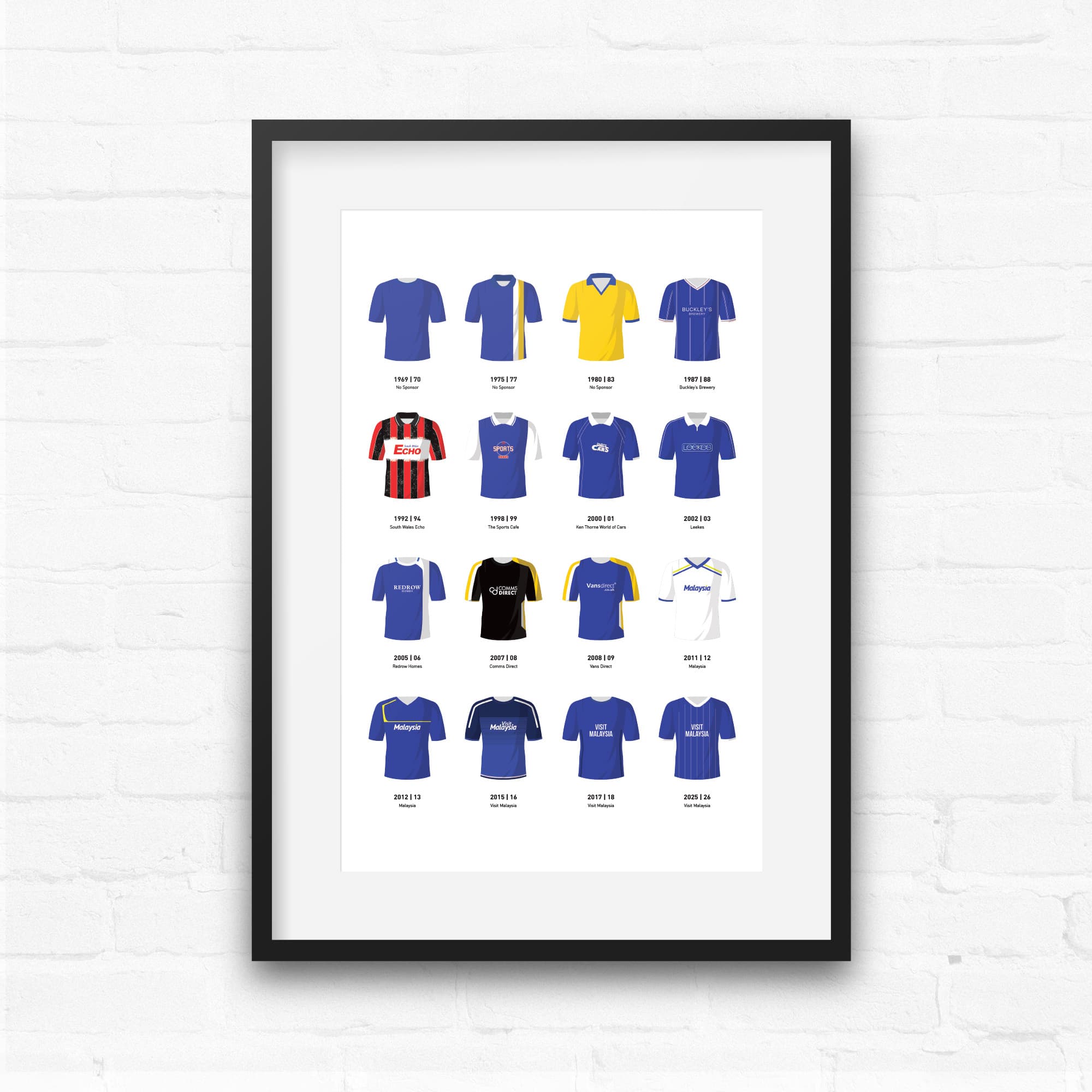 Cardiff Classic Kits Football Team Print