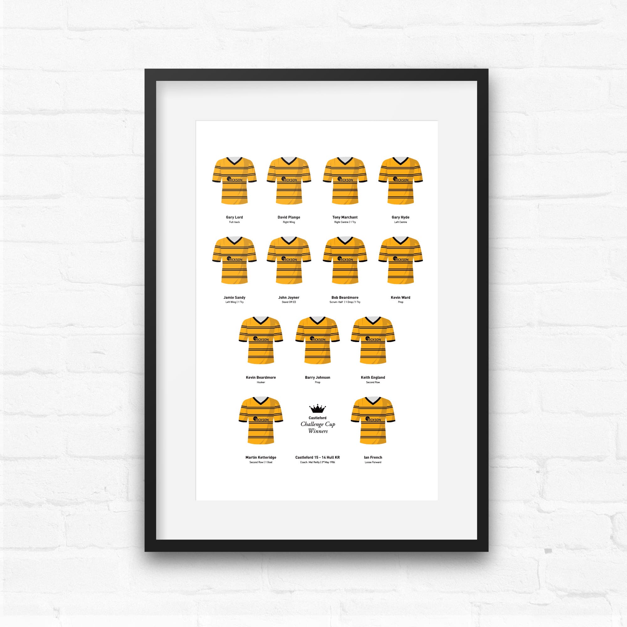 Castleford Rugby League 1986 Challenge Cup Winners Team Print