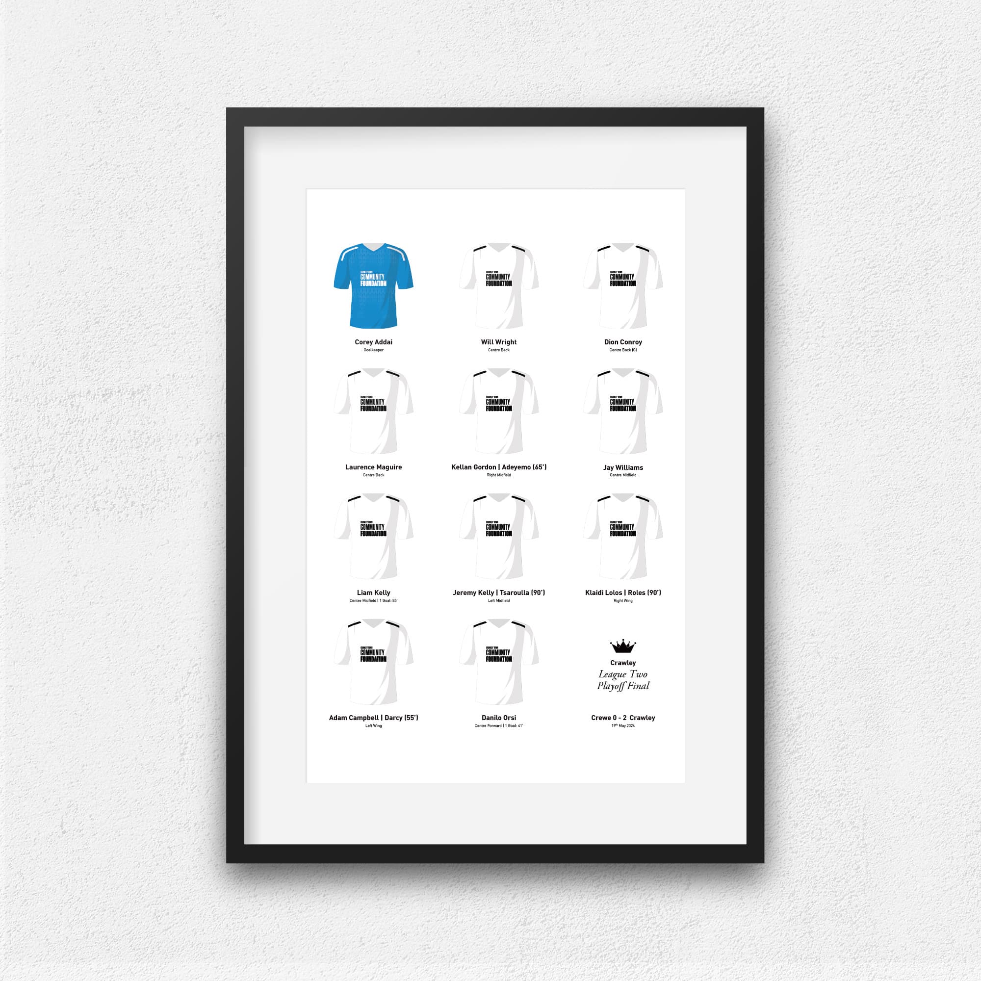 Crawley 2024 League Two Playoff Winners Football Team Print