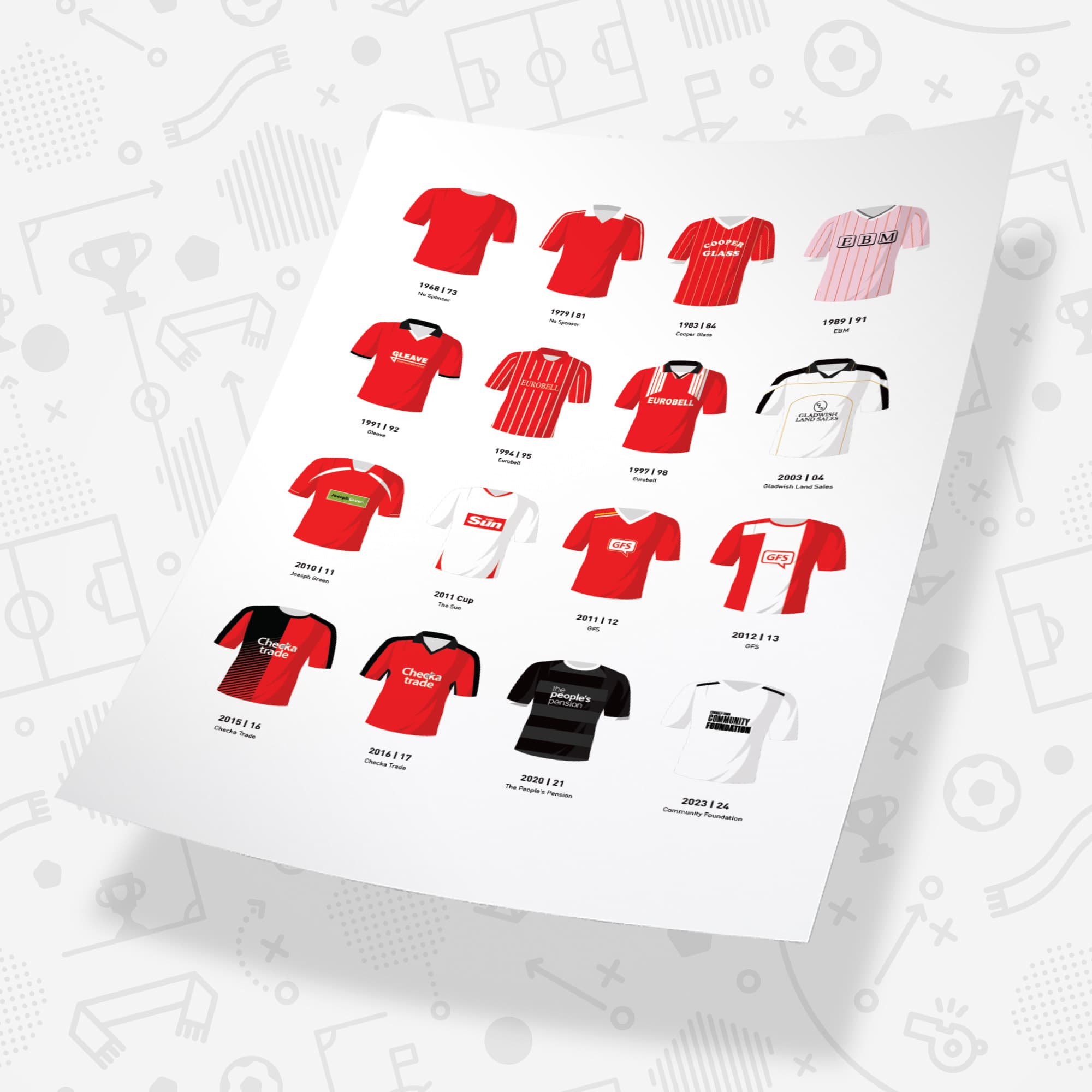 Crawley Classic Kits Football Team Print