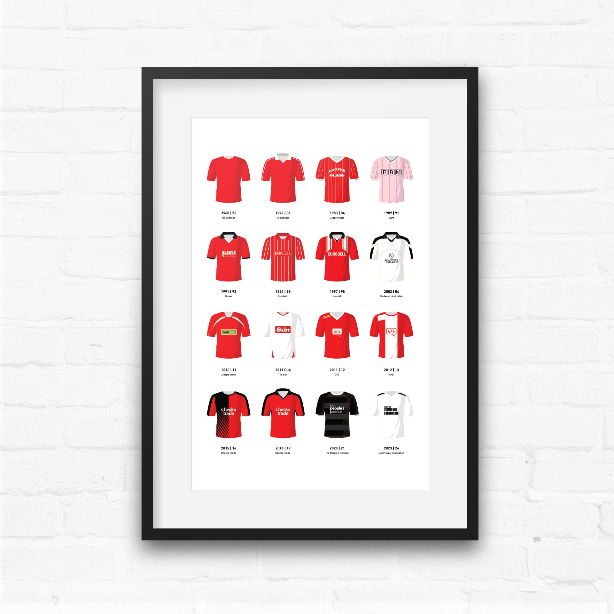 Crawley Classic Kits Football Team Print