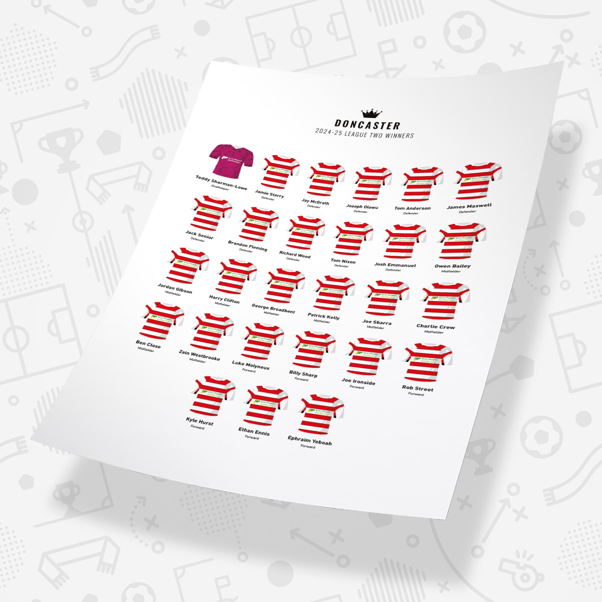 Doncaster 2025 League 2 Winners Football Team Print