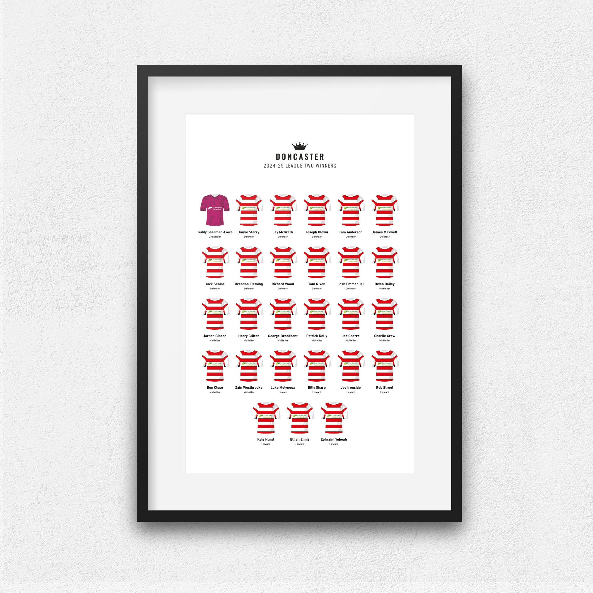 Doncaster 2025 League 2 Winners Football Team Print