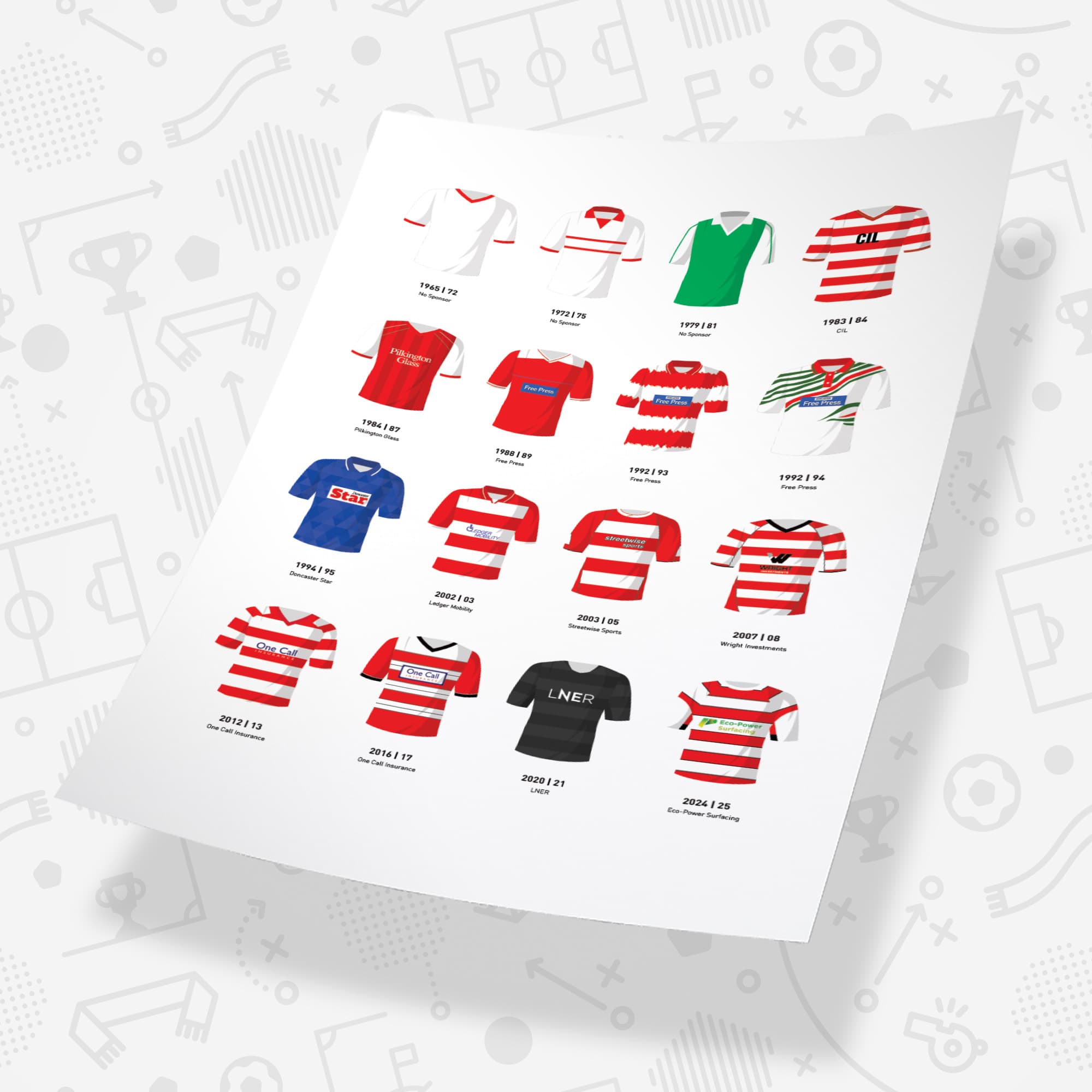 Doncaster Classic Kits Football Team Print