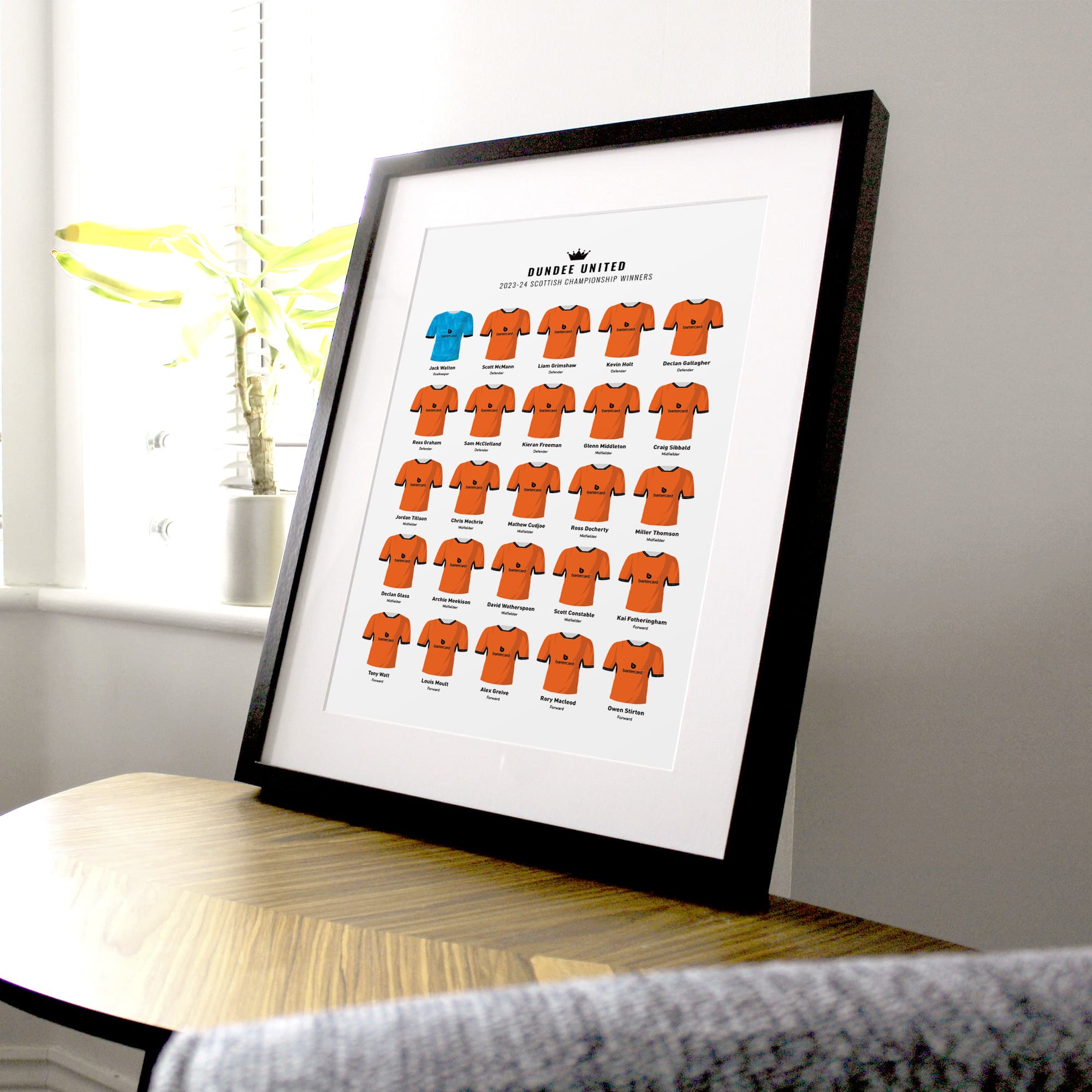 Dundee Utd 2024 Championship Winners Football Team Print