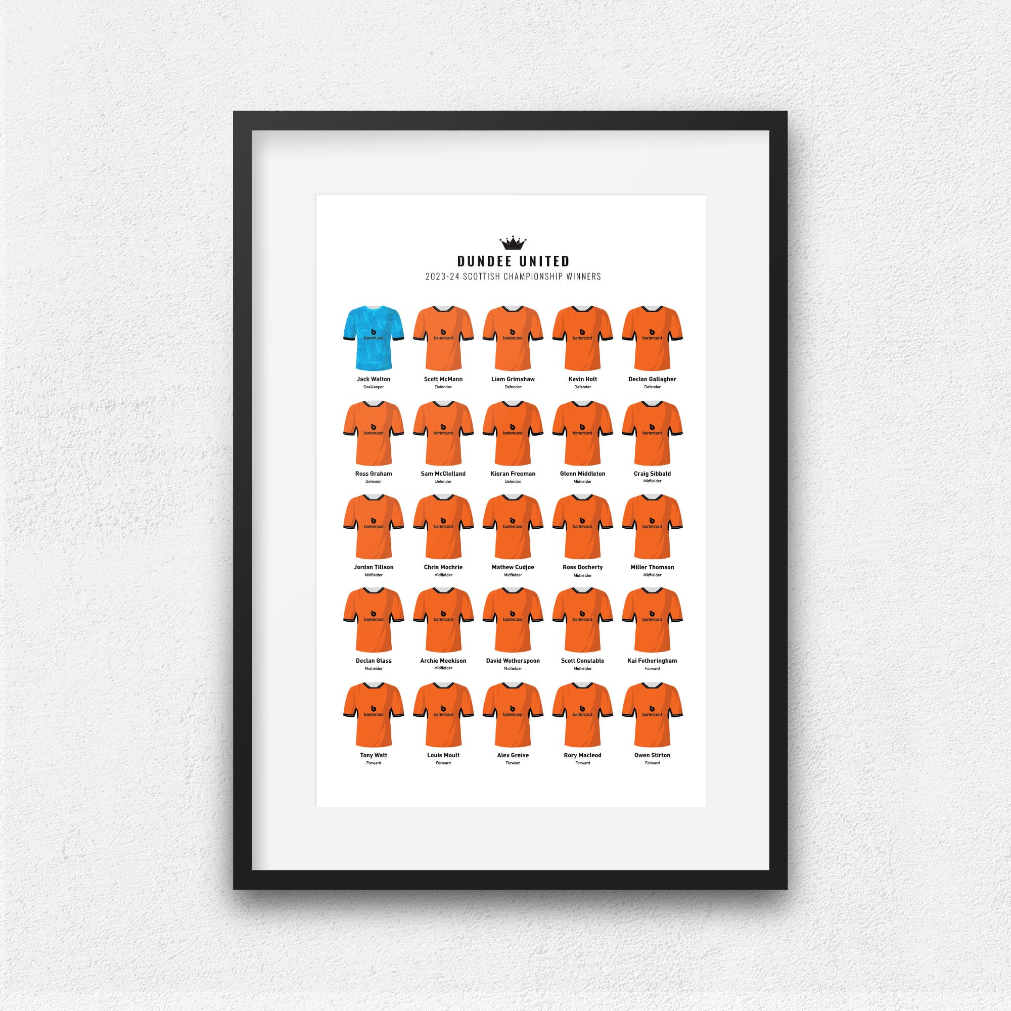 Dundee Utd 2024 Championship Winners Football Team Print