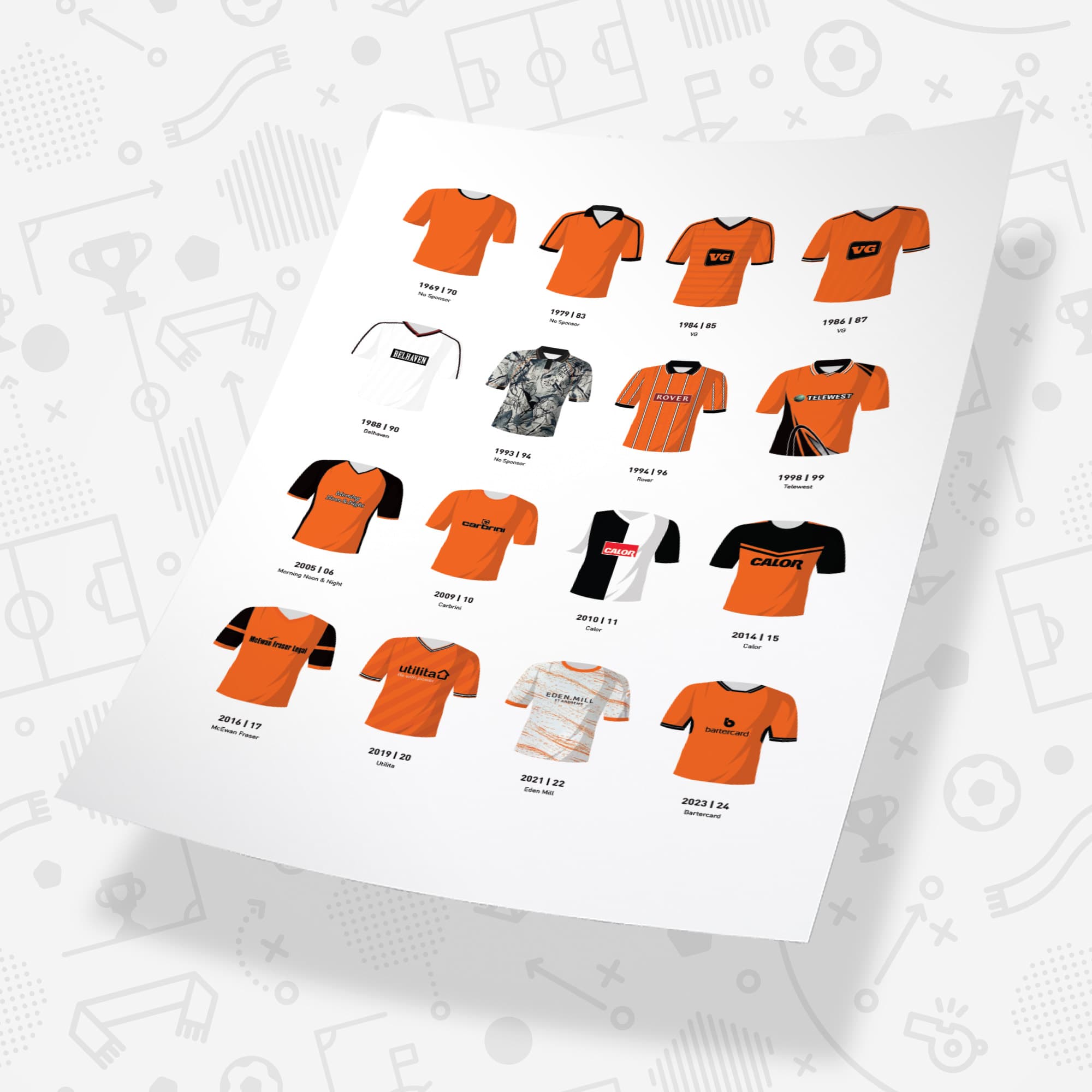 Dundee Utd Classic Kits Football Team Print