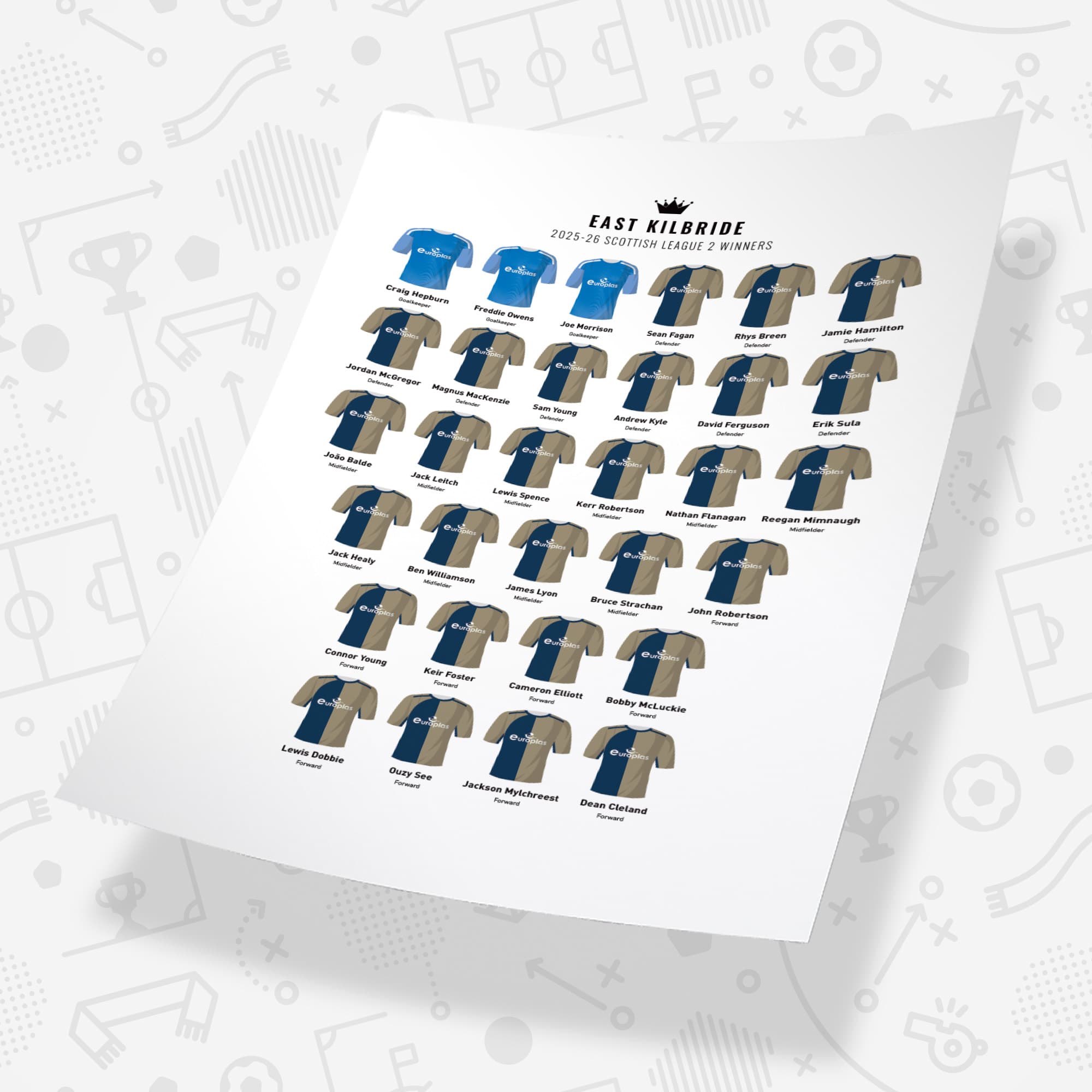 East Kilbride 2026 Scottish League Two Winners Football Team Print